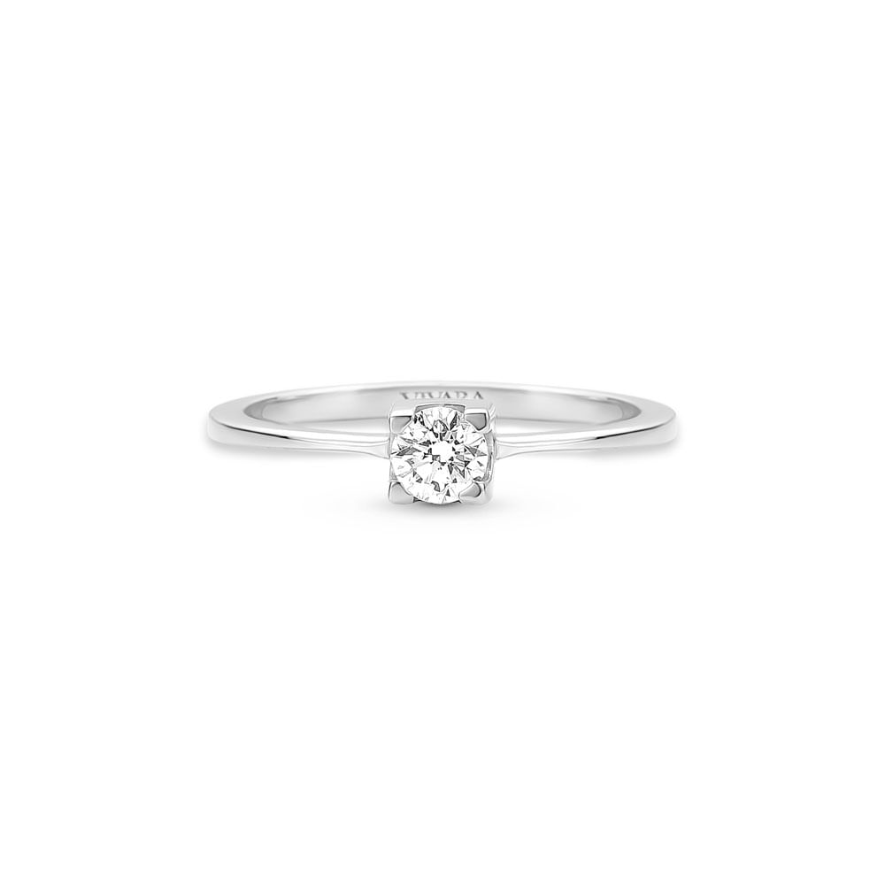Anel Solitário Forever em Ouro Branco 18k com Diamante 0,19 ct