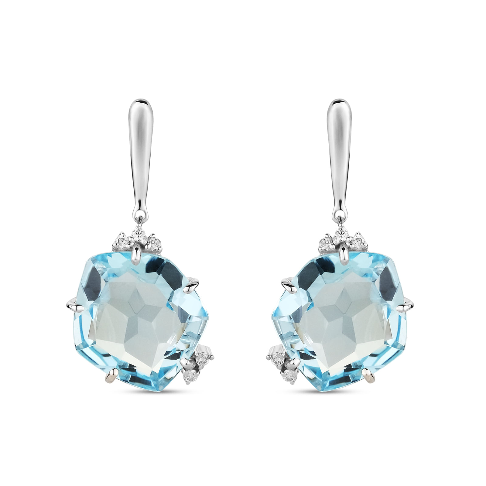 Brinco Chagall Colors em Ouro Branco 18k com Topázio Sky e Diamantes