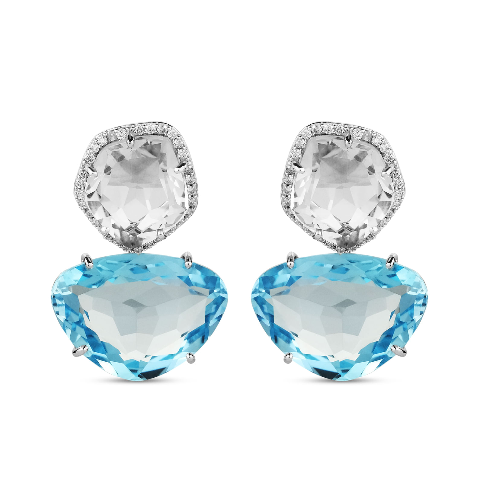 Brinco Coloris em Ouro Amarelo 18k com Topázio Sky, Prasiolita e Diamantes