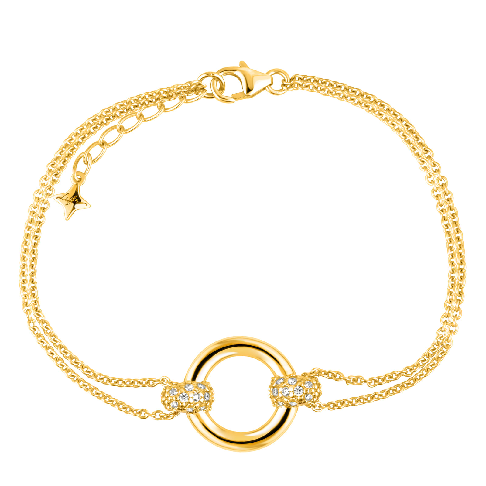 Pulseira Life Infinity em Prata 925 com Banho de Ouro Amarelo 18k com Pedras Incolores