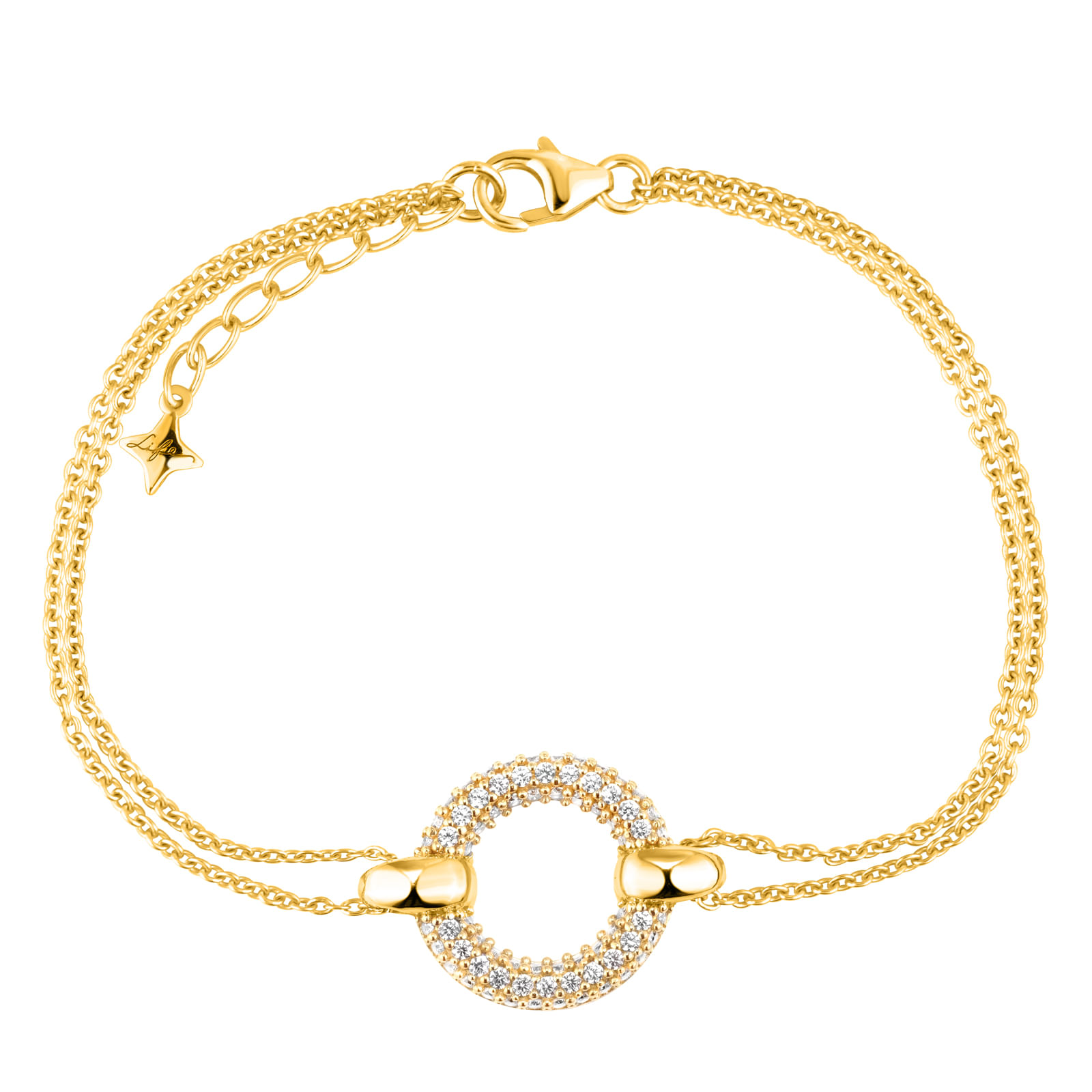 Pulseira Life Infinity em Prata 925 com Banho de Ouro Amarelo 18k com Pedras Incolores
