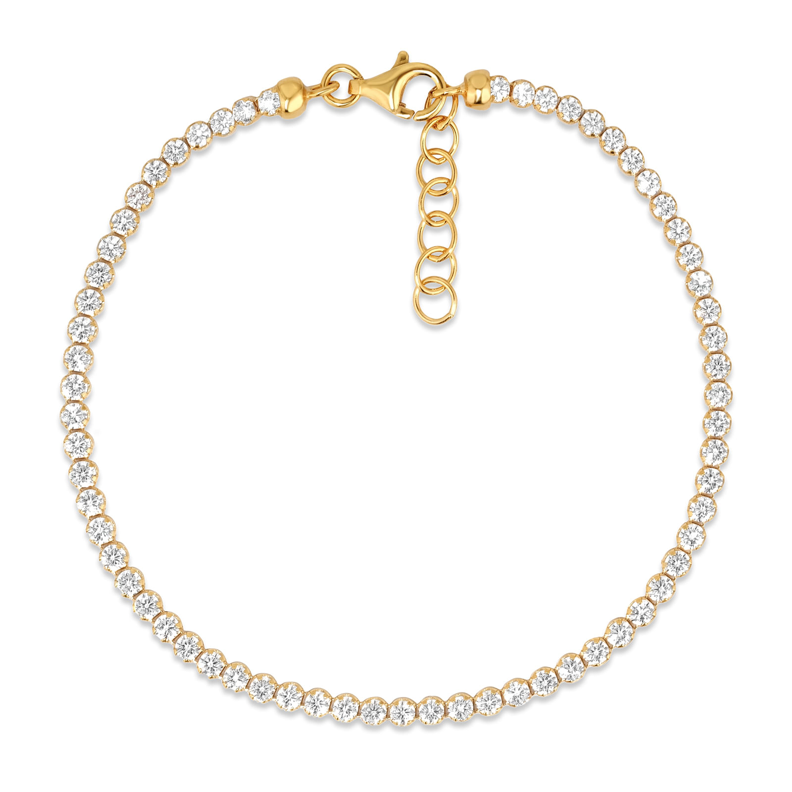 Pulseira Life Riviera em Prata 925 com Banho de Ouro Amarelo 18k e Pedras Incolores