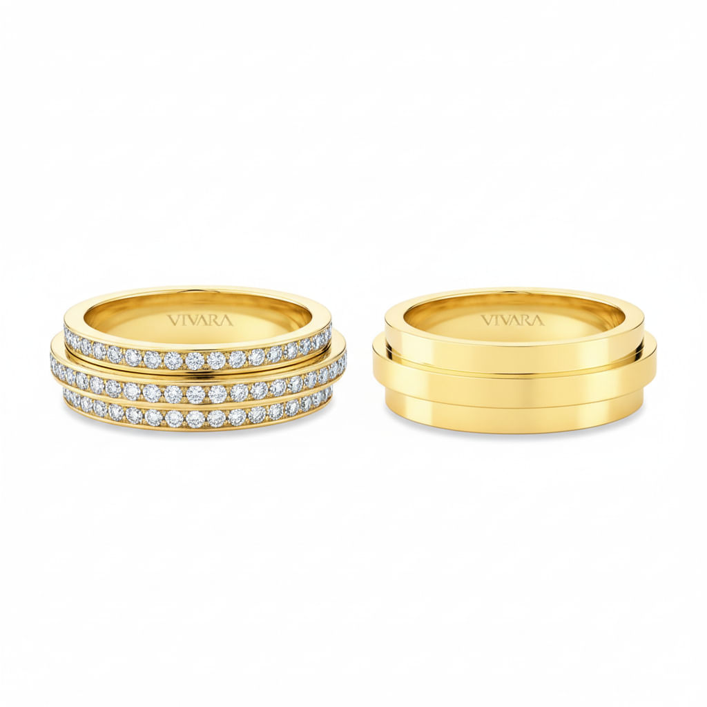 Conjunto Alianças Love Me Ouro Amarelo 18k e Diamantes