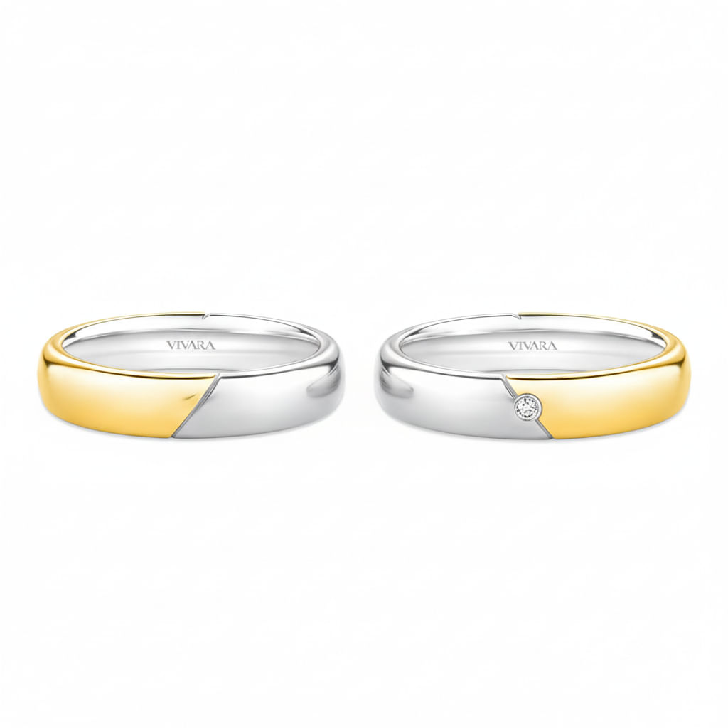 Conjunto Alianças Especial Date Prata 925 e Ouro amarelo 18k