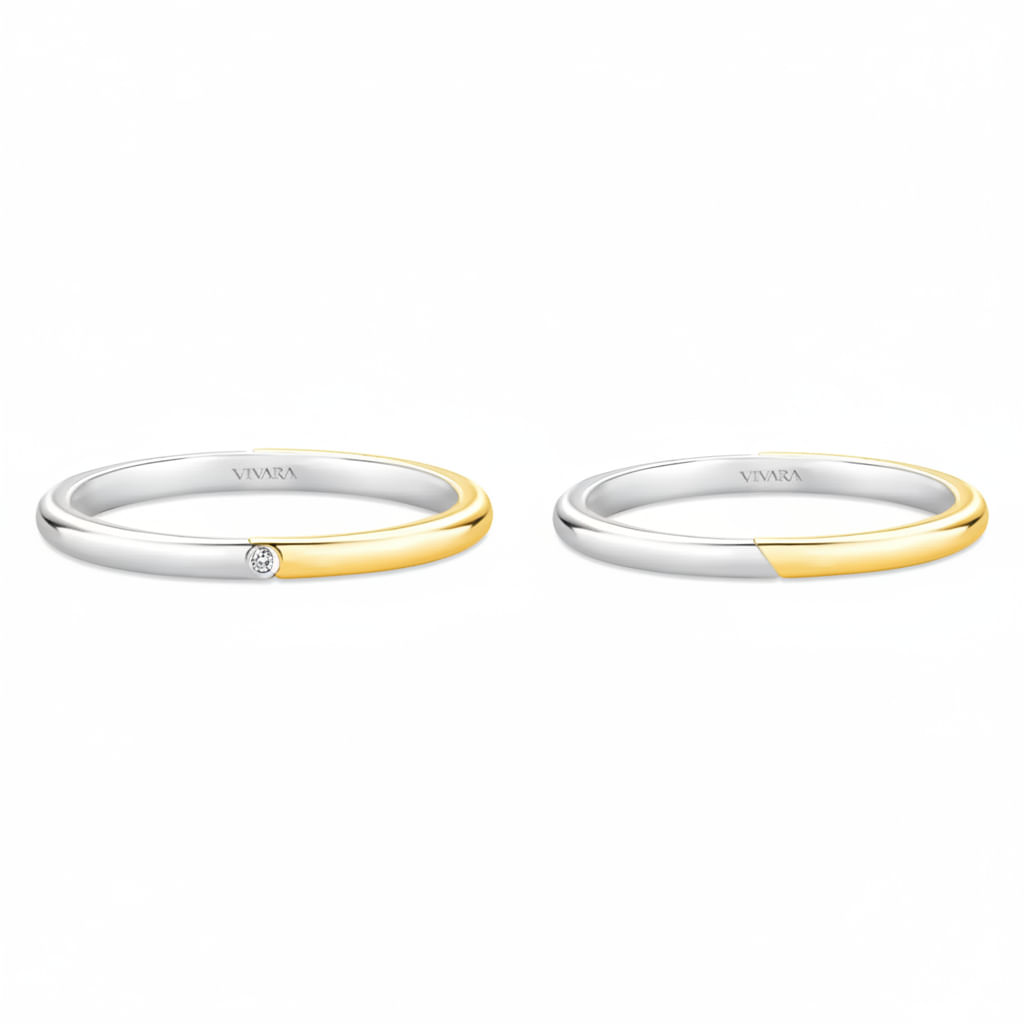Conjunto Alianças Especial Date Prata 925 e Ouro amarelo 18k