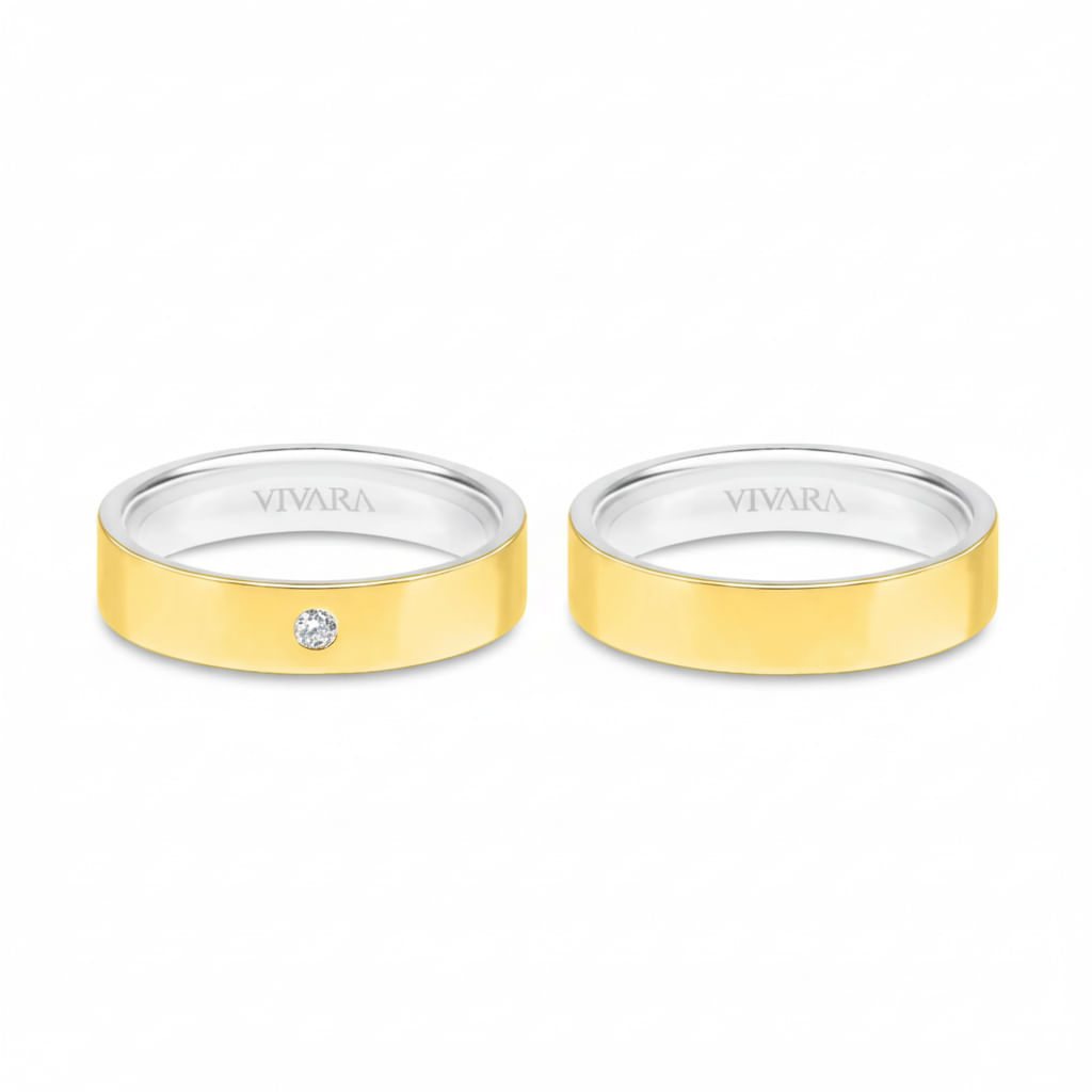 Conjunto Alianças Romance Ouro Amarelo 18k, 4mm