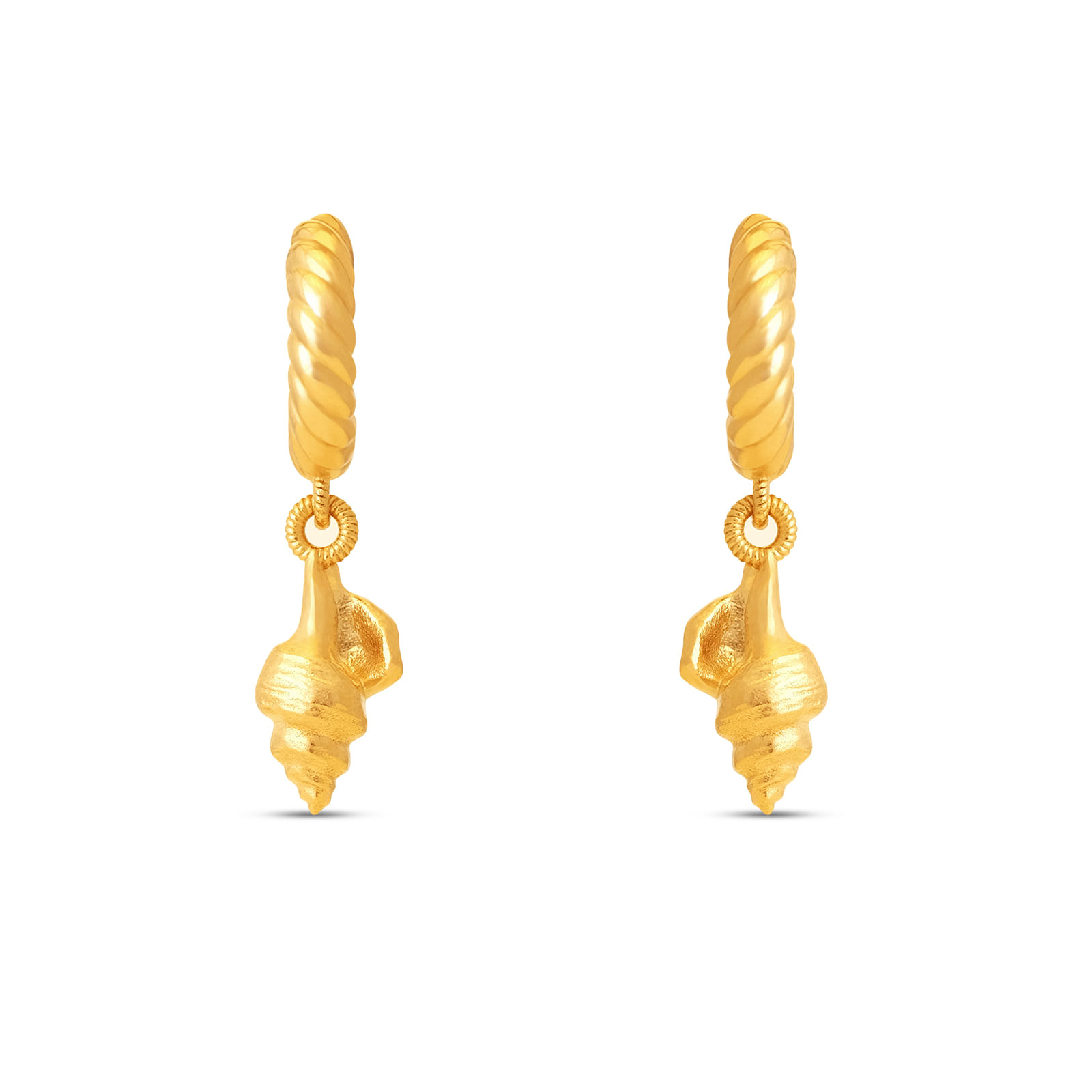 Brinco Argola Life Summer Concha em Prata 925 com Banho de Ouro Amarelo 18k