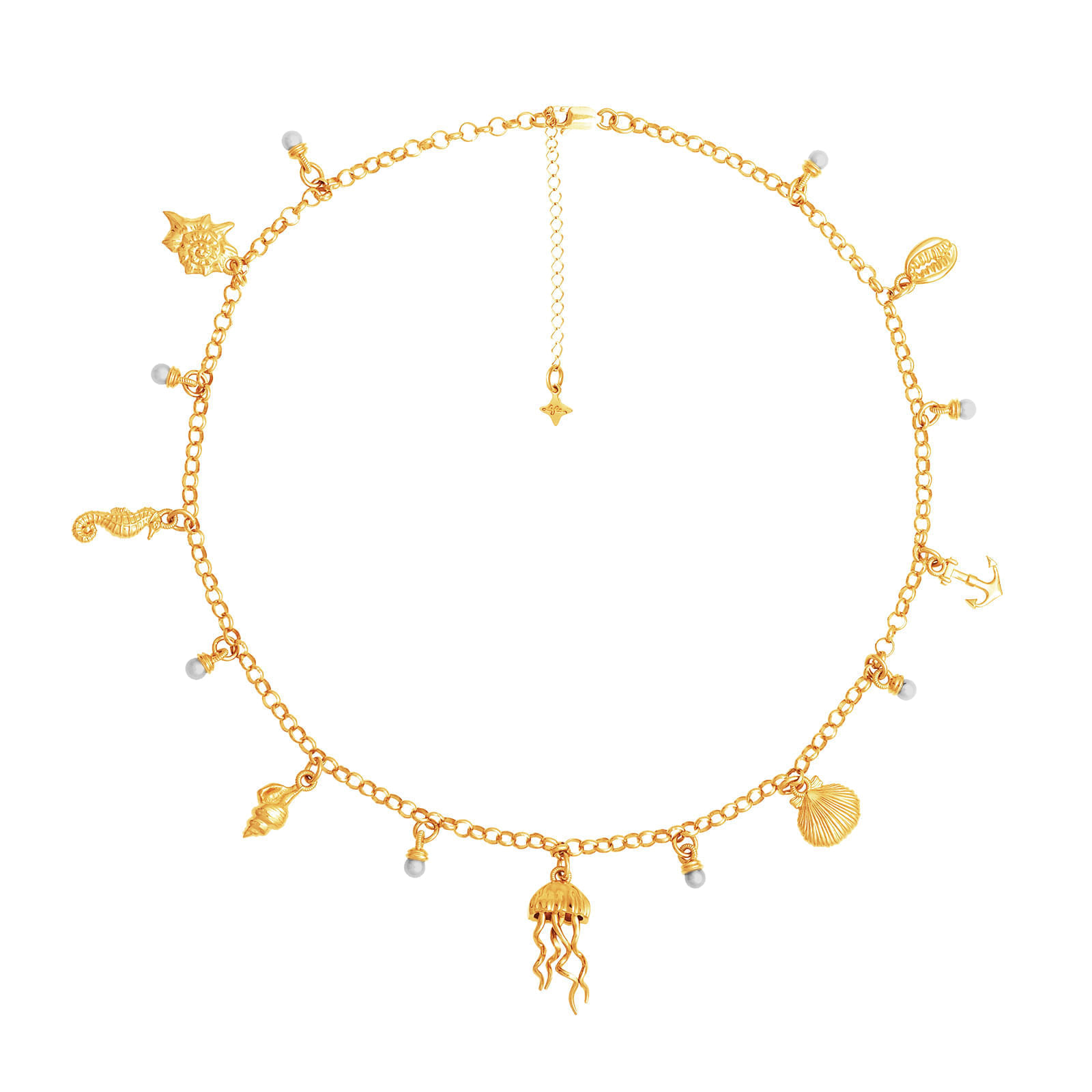 Colar Life Summer em Prata 925 com Banho de Ouro Amarelo 18k e Pérolas