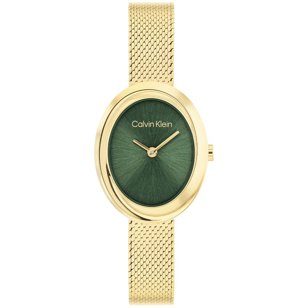 Relógio Calvin Klein Twisted Bezel Feminino em Aço Dourado 25100152