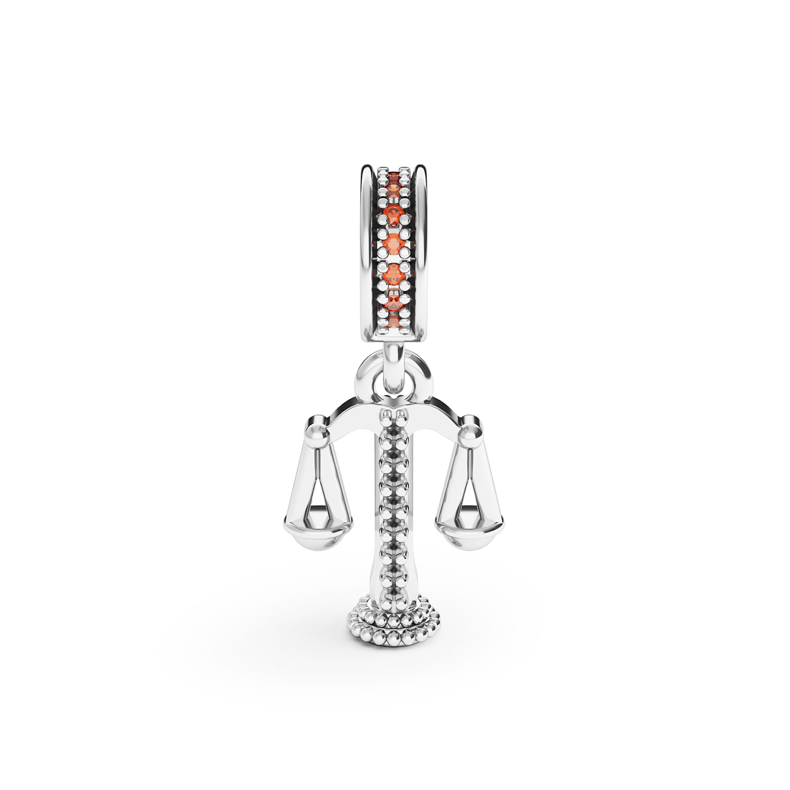 Pingente Life Profissão Direito em Prata 925 com Pedras Vermelhas e Pedras Incolores