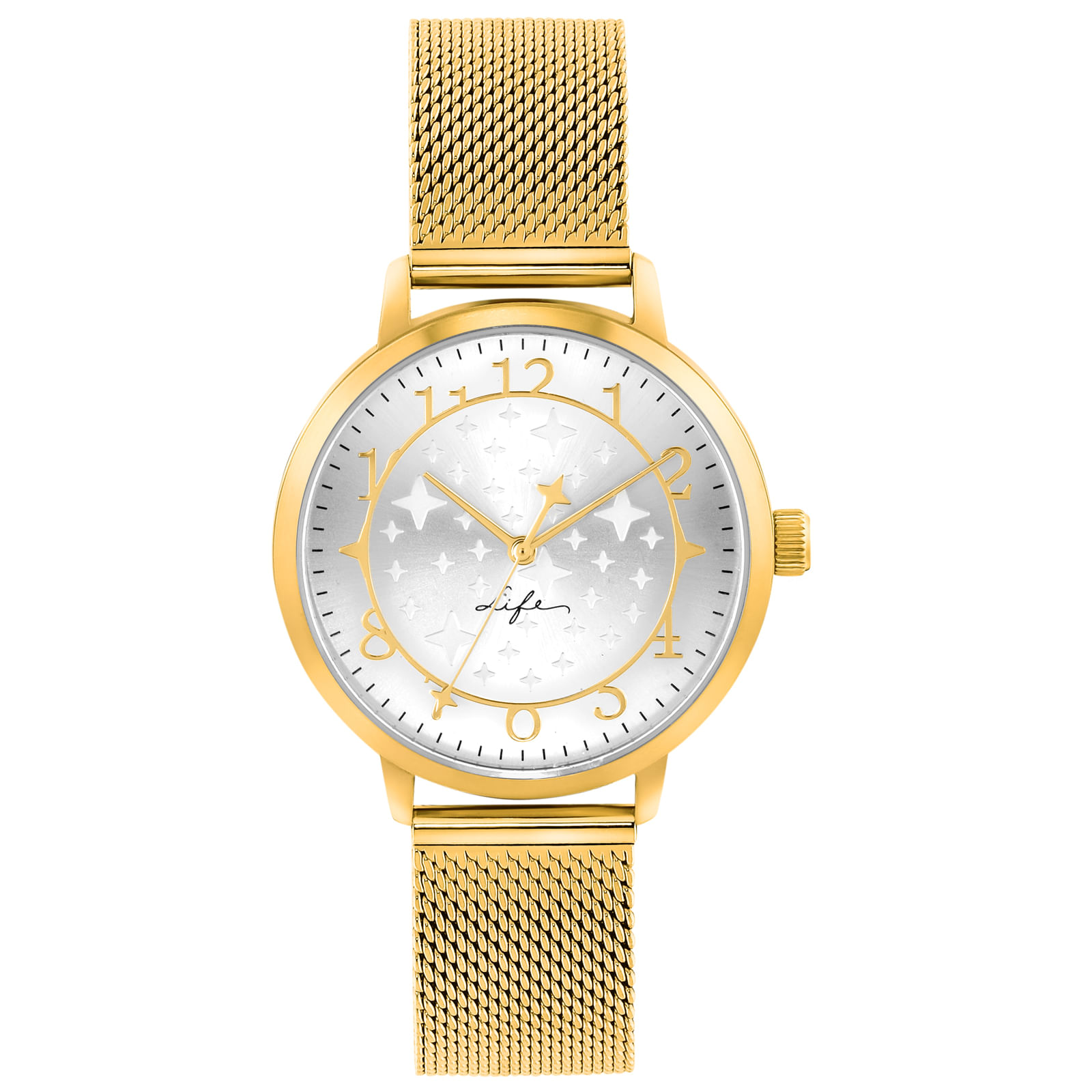 Relógio Life Star Feminino Aço Dourado