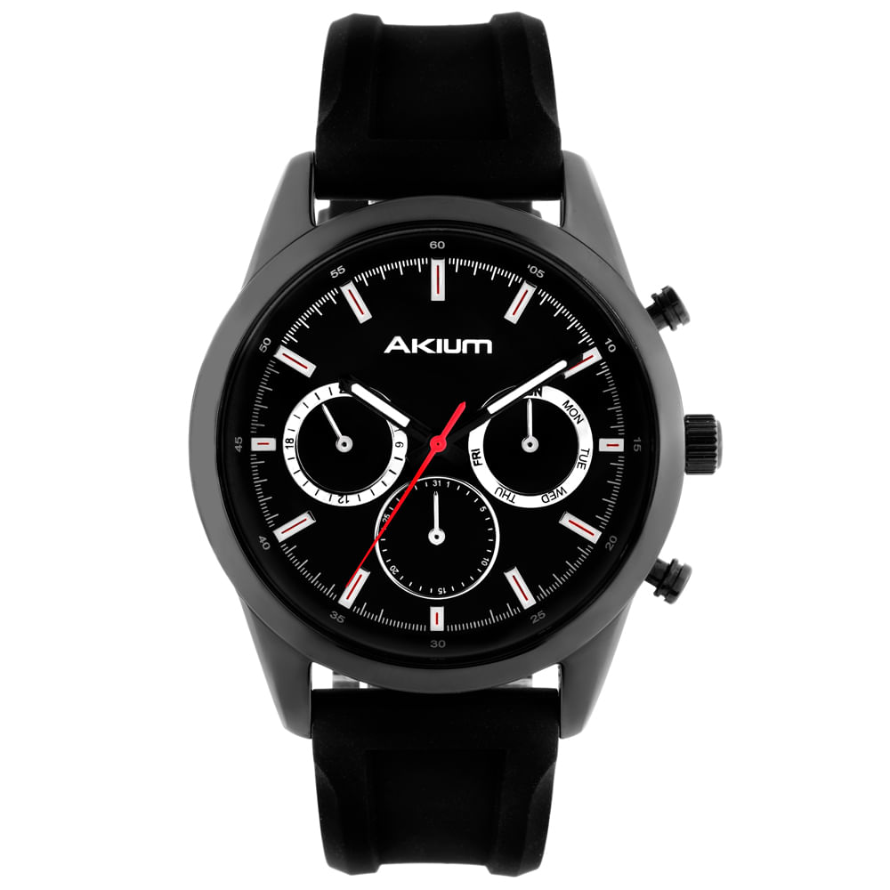 Relógio Akium Cityrun Masculino Borracha Preto