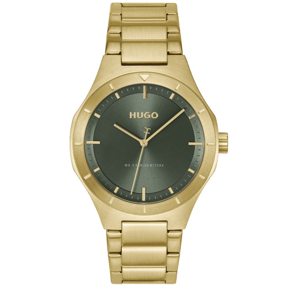Relógio Hugo LIT Masculino em Aço Dourado 1530449