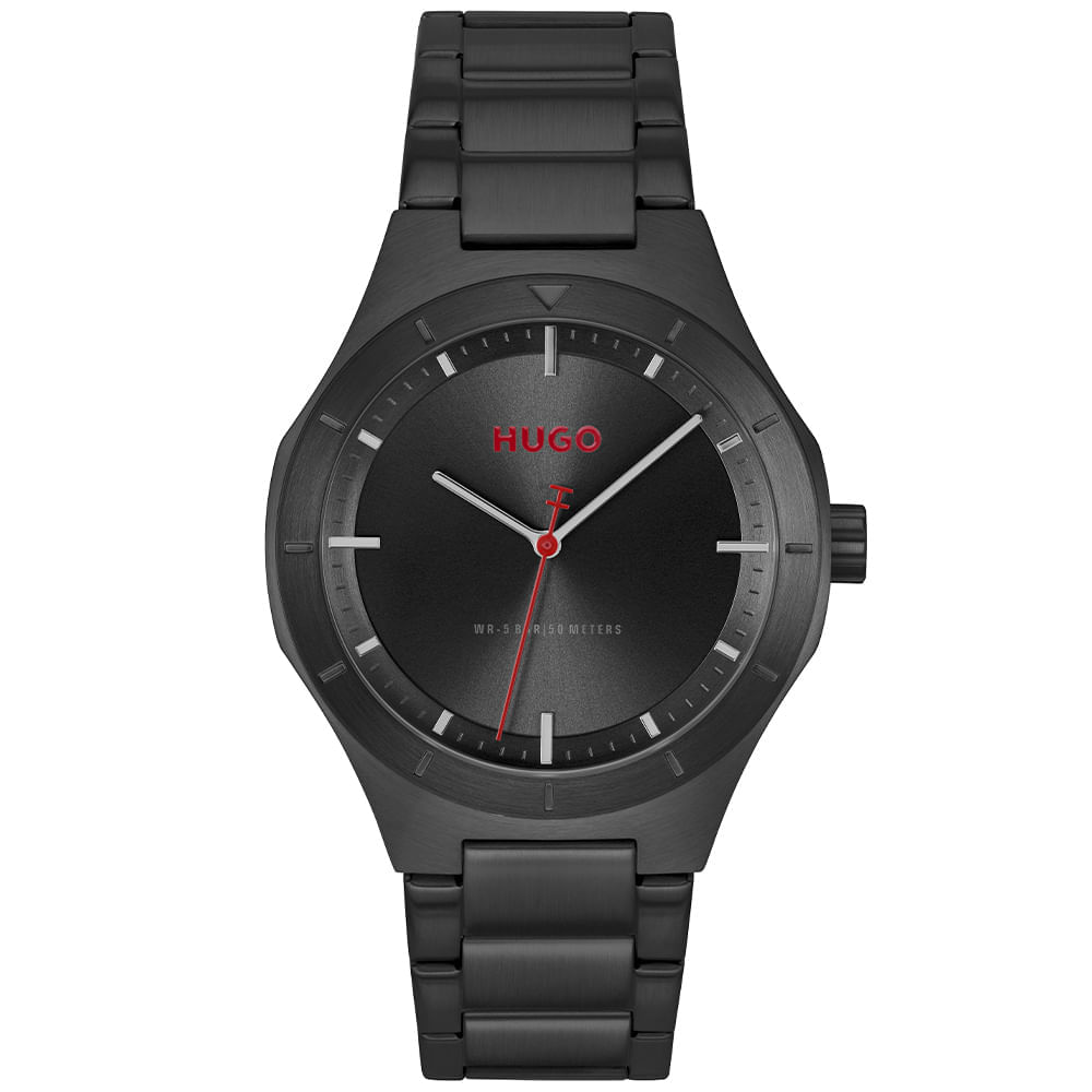 Relógio Hugo LIT Masculino em Aço Preto 1530450