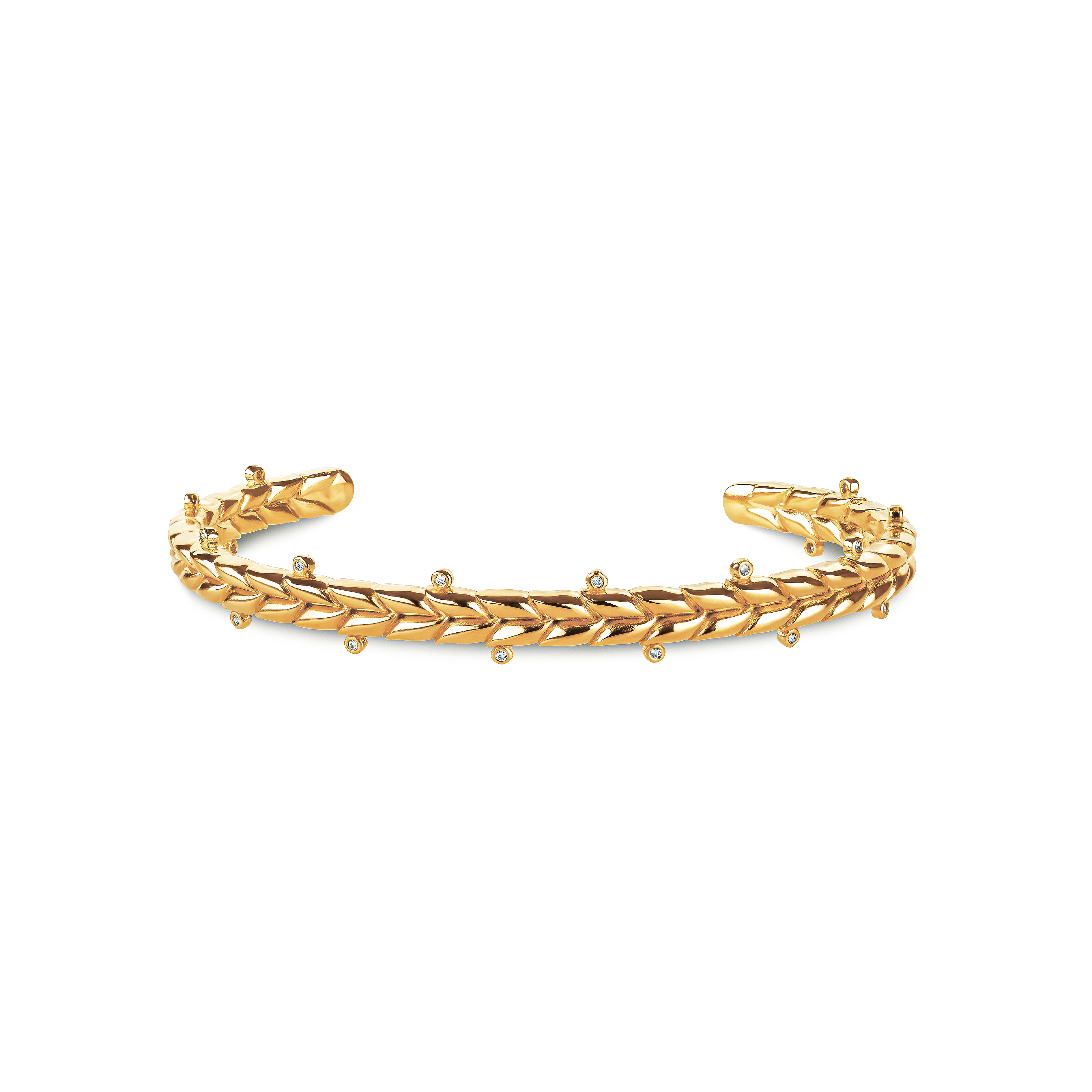Pulseira Life Folhas II em Prata 925 com Banho de Ouro 18k