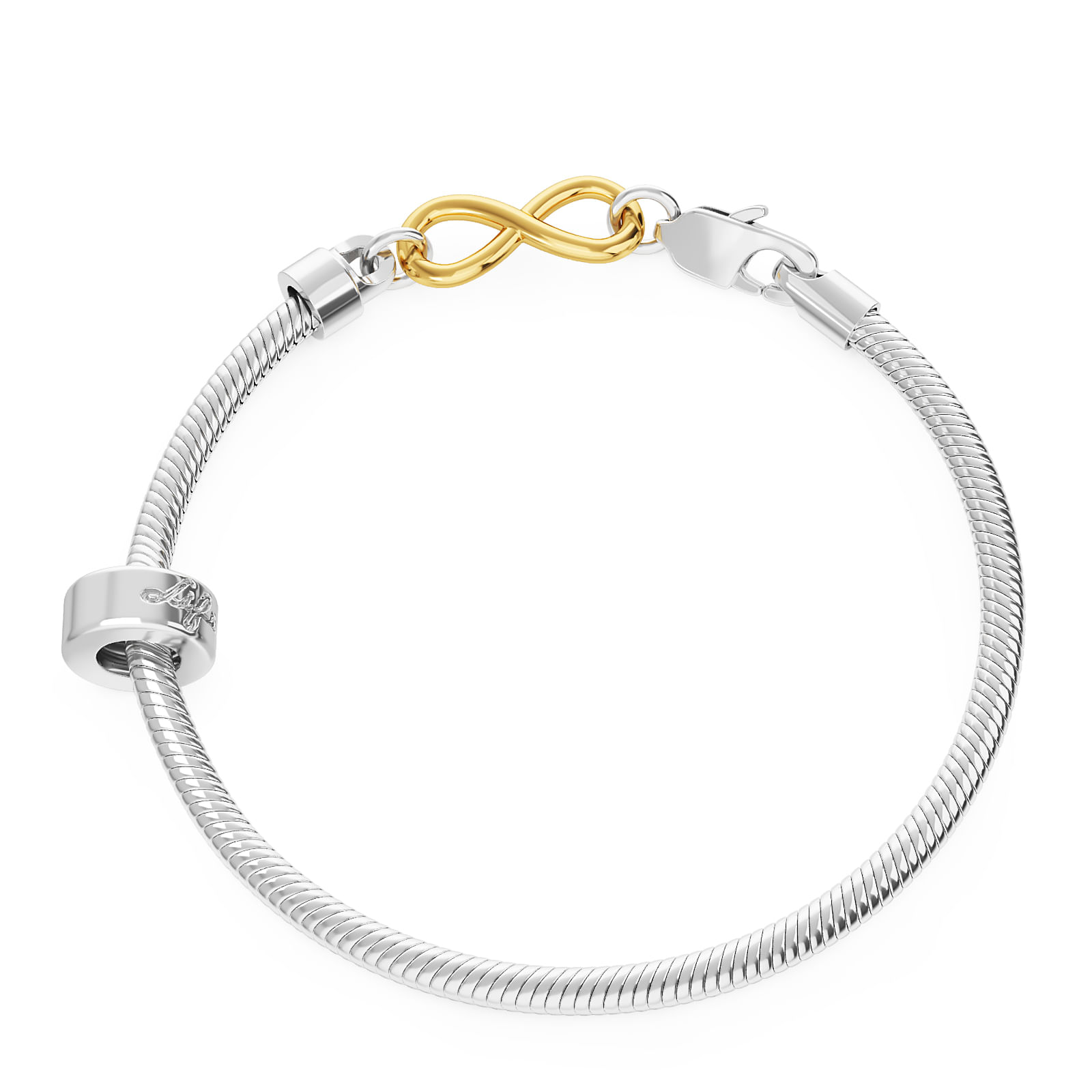 Pulseira Life Infinito em Prata 925 com Banho de Ouro Amarelo 18k