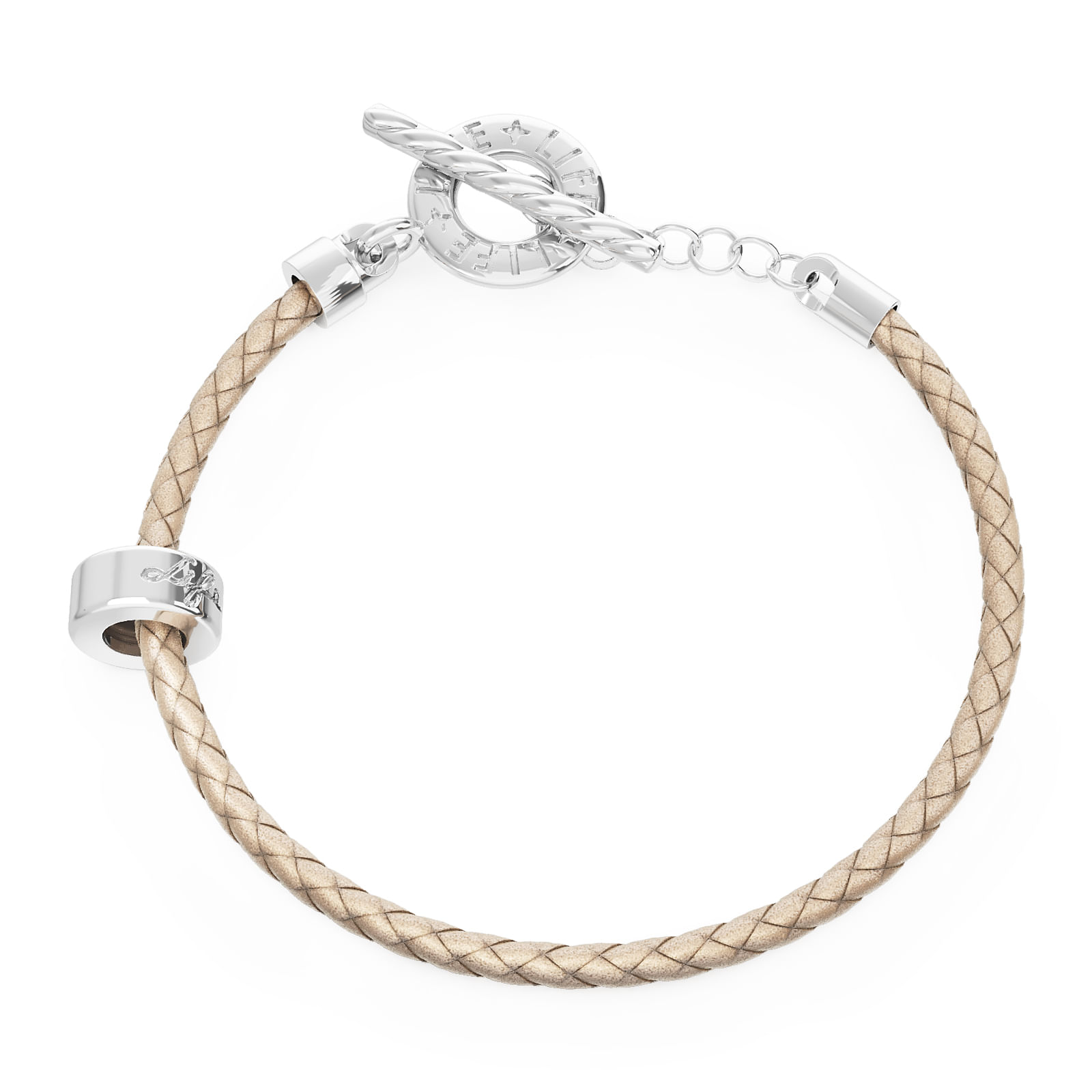 Pulseira Life em Couro Rosé com Prata 925