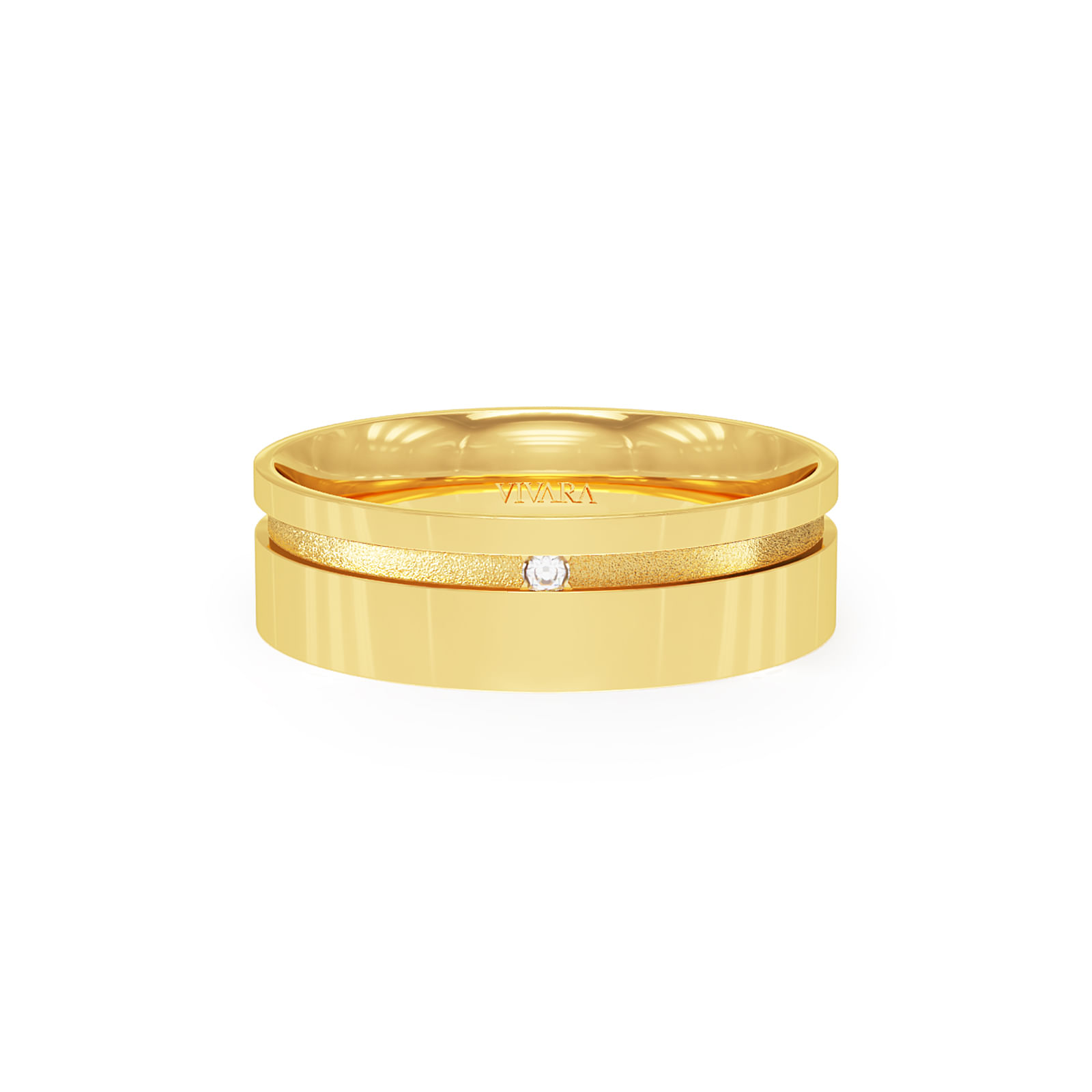 Aliança Valentines em Ouro Amarelo 18k com Diamante, 6mm