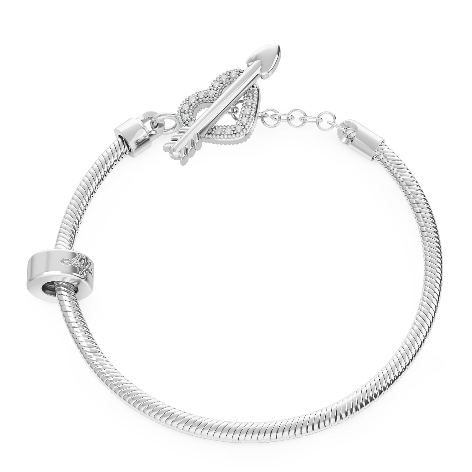 Pulseira Life Cupido Coração e Flecha em Prata 925