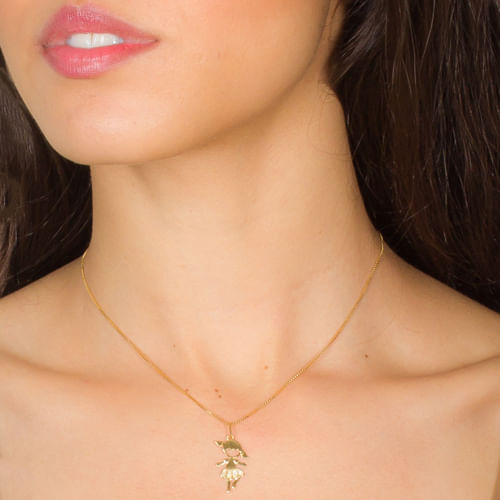 Pingente Bailarina em Ouro Amarelo 18k com Diamantes, 20mm