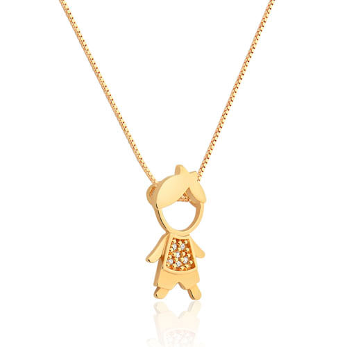 Pingente Menino em Ouro Amarelo 18k com Diamantes, 15mm