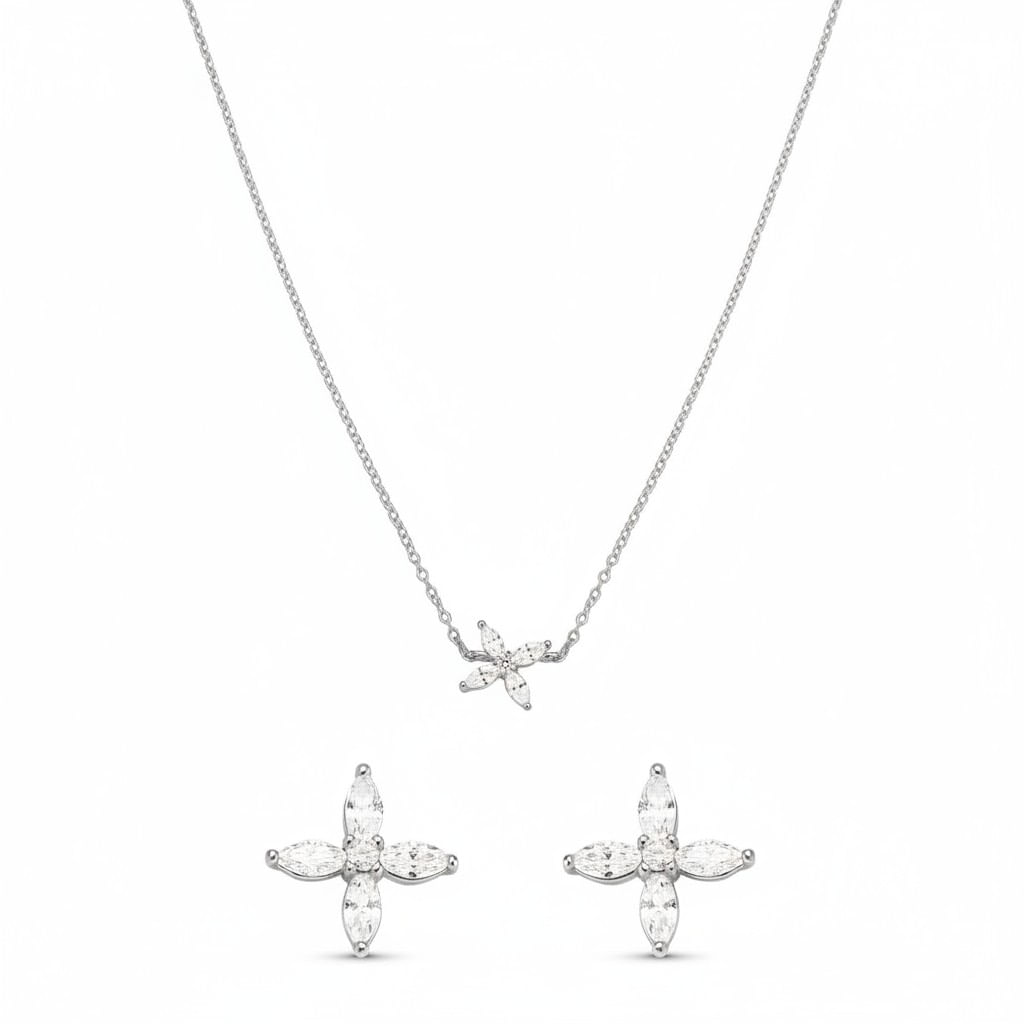Kit Life Butterfly - Conjunto Brinco + Colar em Prata 925 com Zircônia incolor