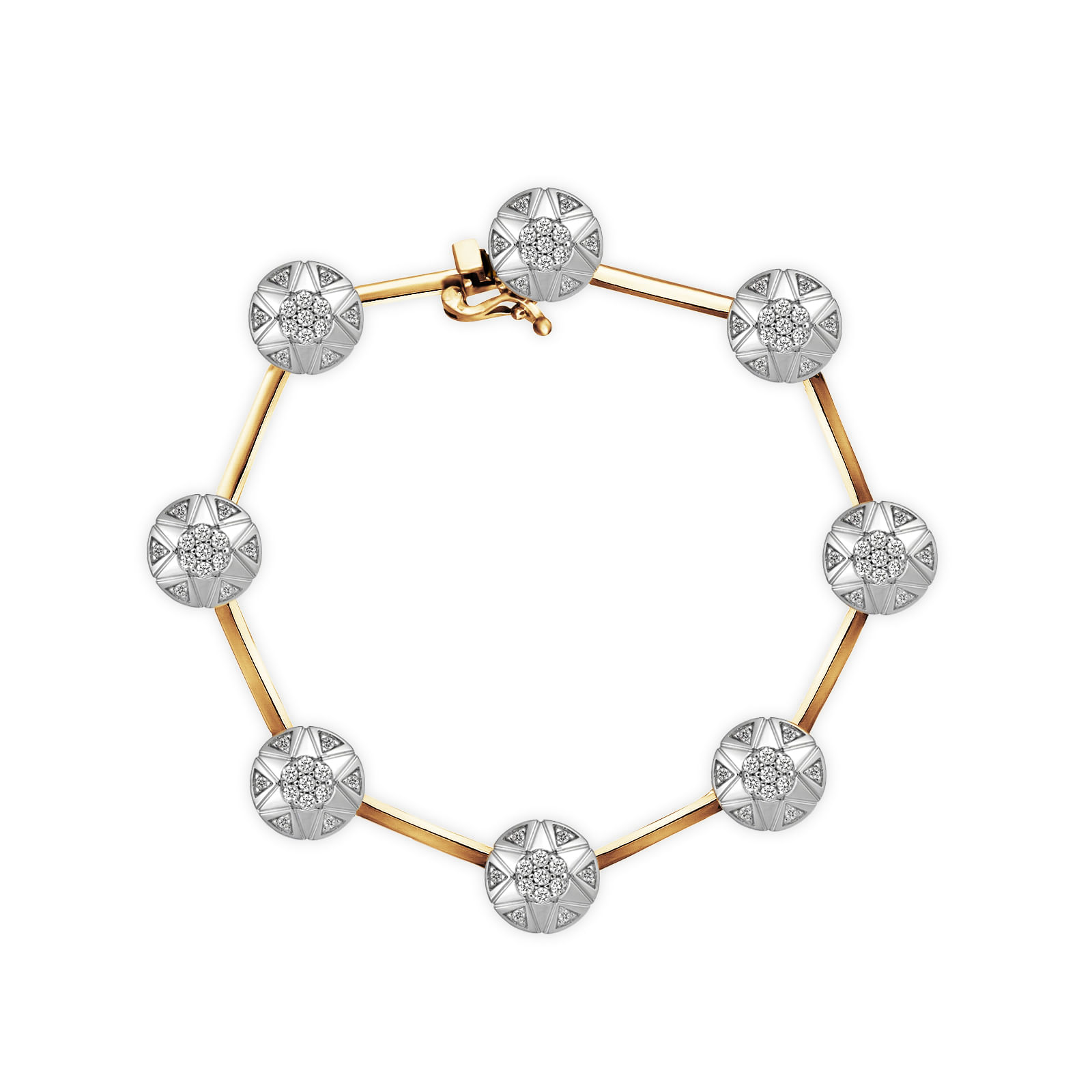 Pulseira Soleil em Ouro Amarelo 18k com Banho de Ródio Branco e Diamantes, 0,80ct
