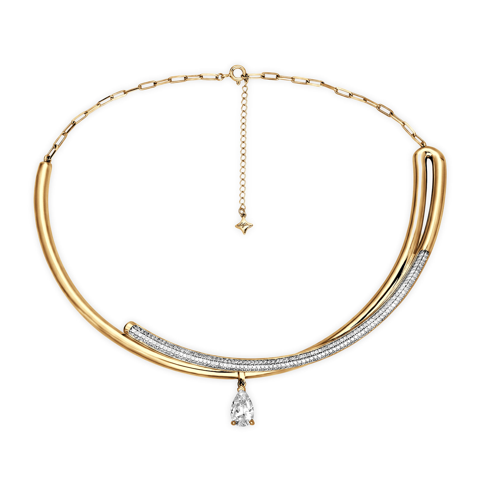 Colar Life Galaxy em Prata 925 com Banho de Ouro Amarelo 18k com Zircônia Incolor