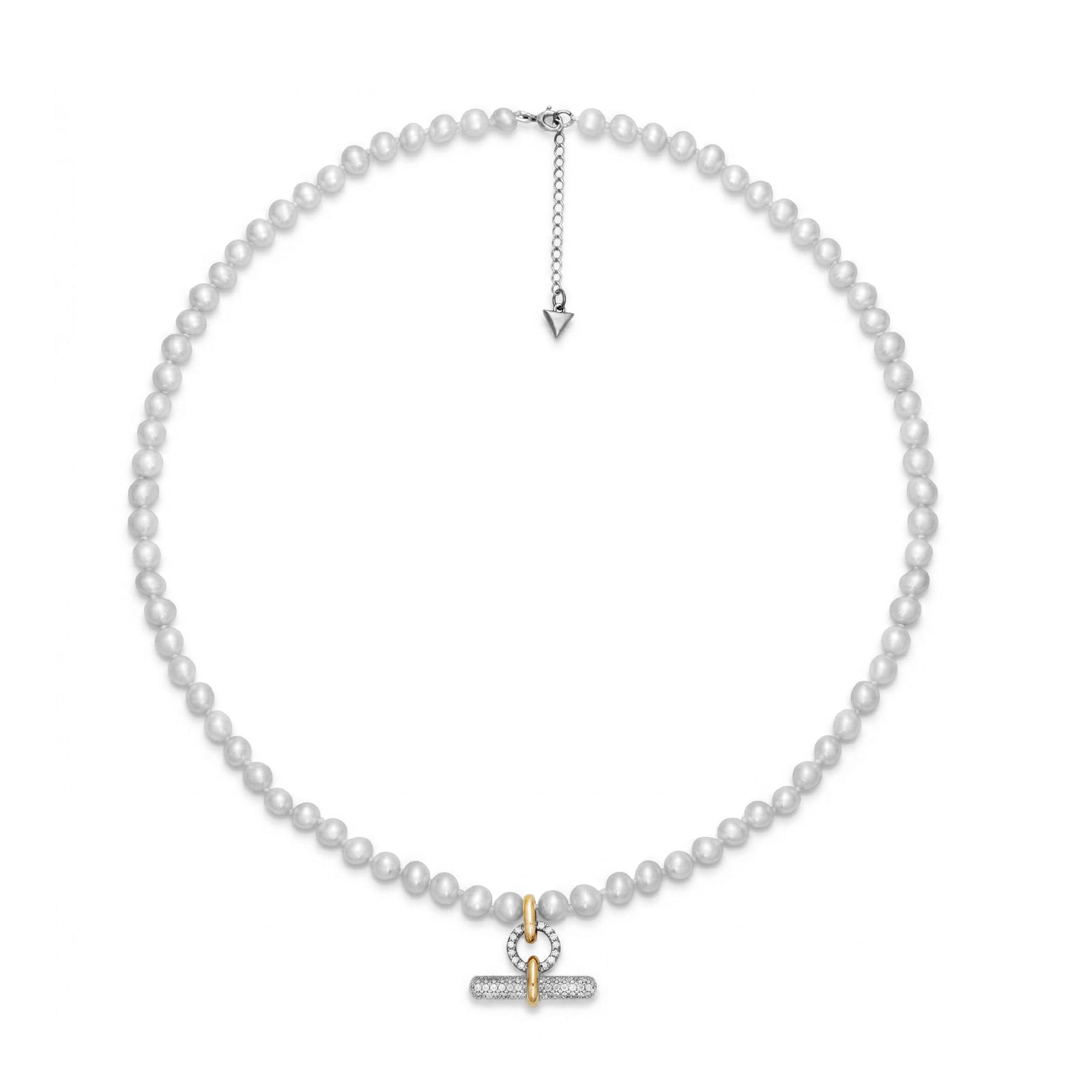 Colar Orbis em Prata 925 e Ouro Amarelo 18k com Pérolas e Safira Incolor