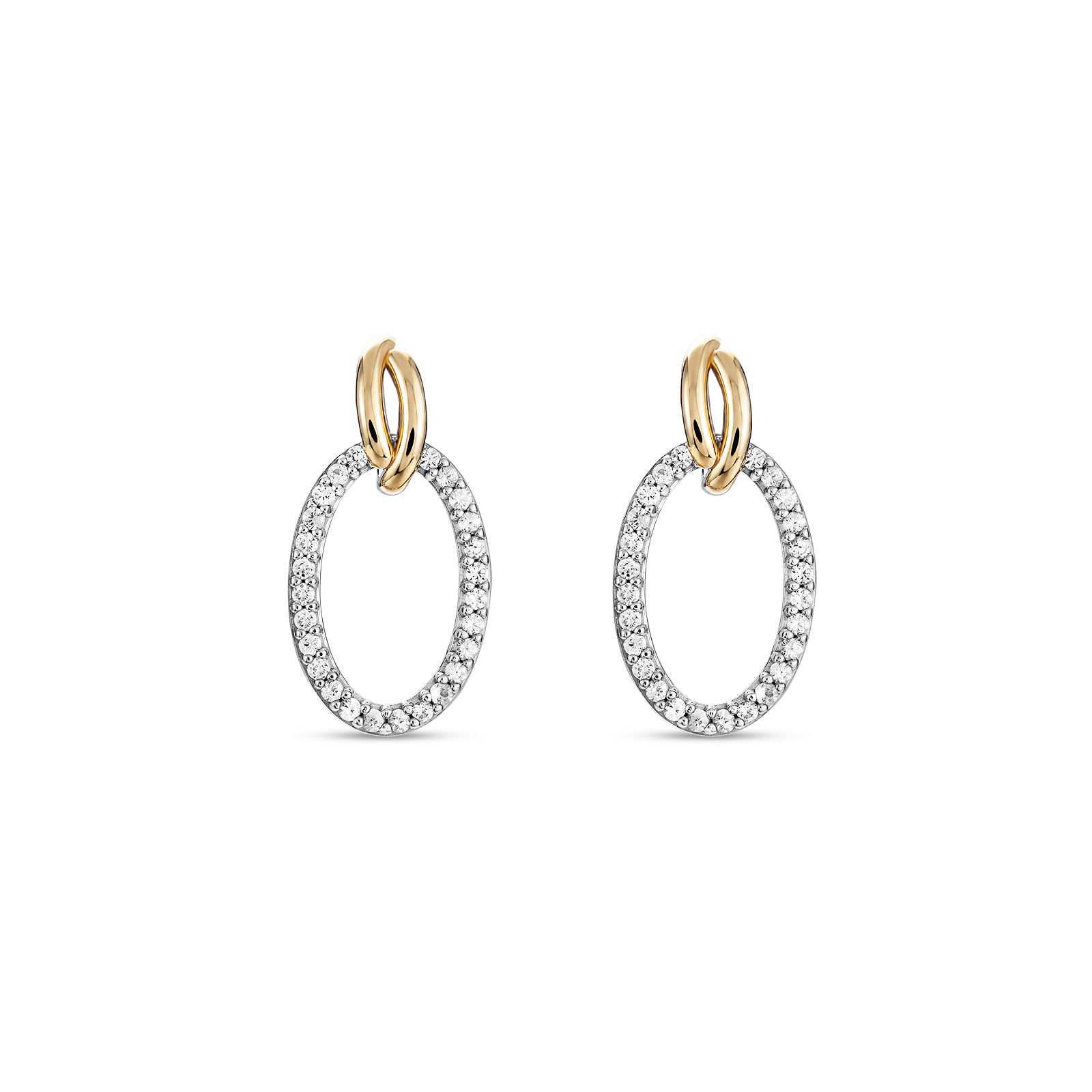 Brinco Raya em Prata 925 e Ouro Amarelo 18k com Safira Incolor