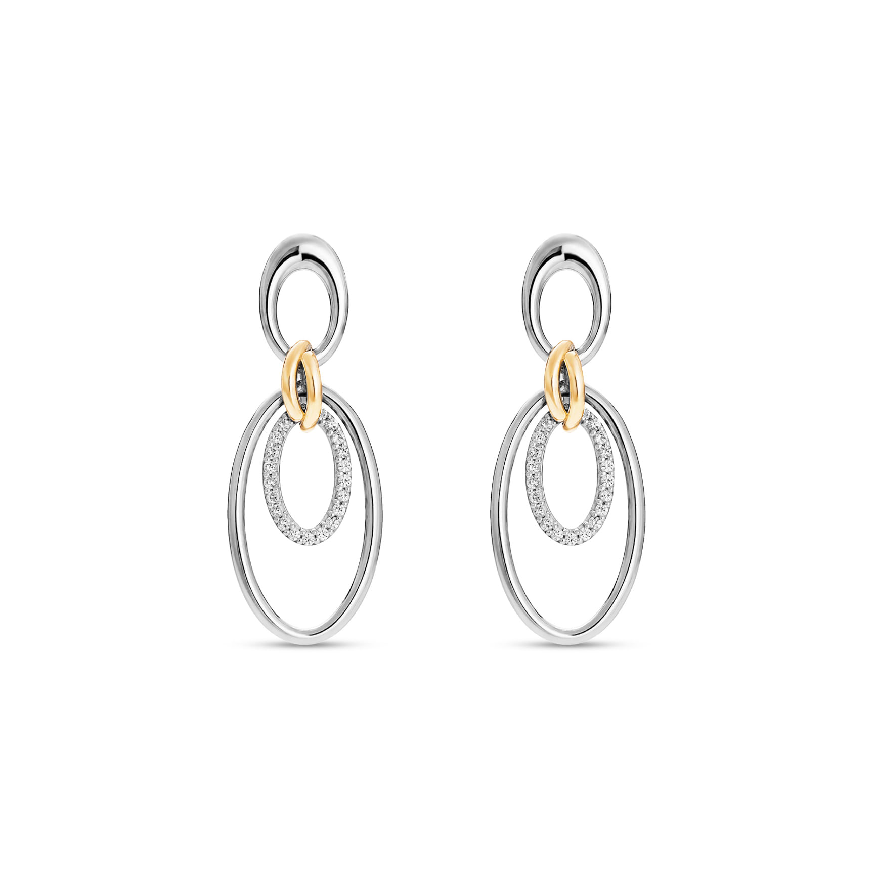 Brinco Raya Laço em Prata 925 e Ouro Amarelo 18k com Safira Incolor