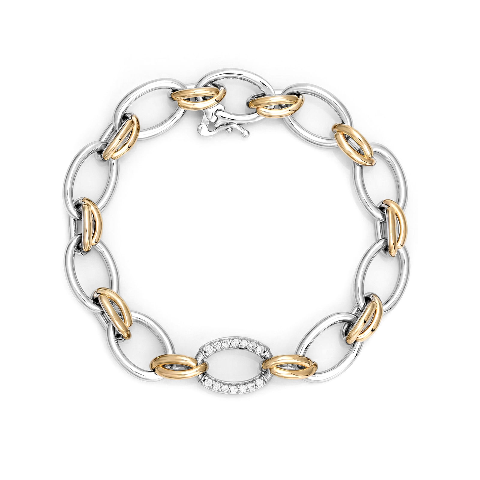 Pulseira Raya em Prata 925 e Ouro Amarelo 18k com Safira Incolor