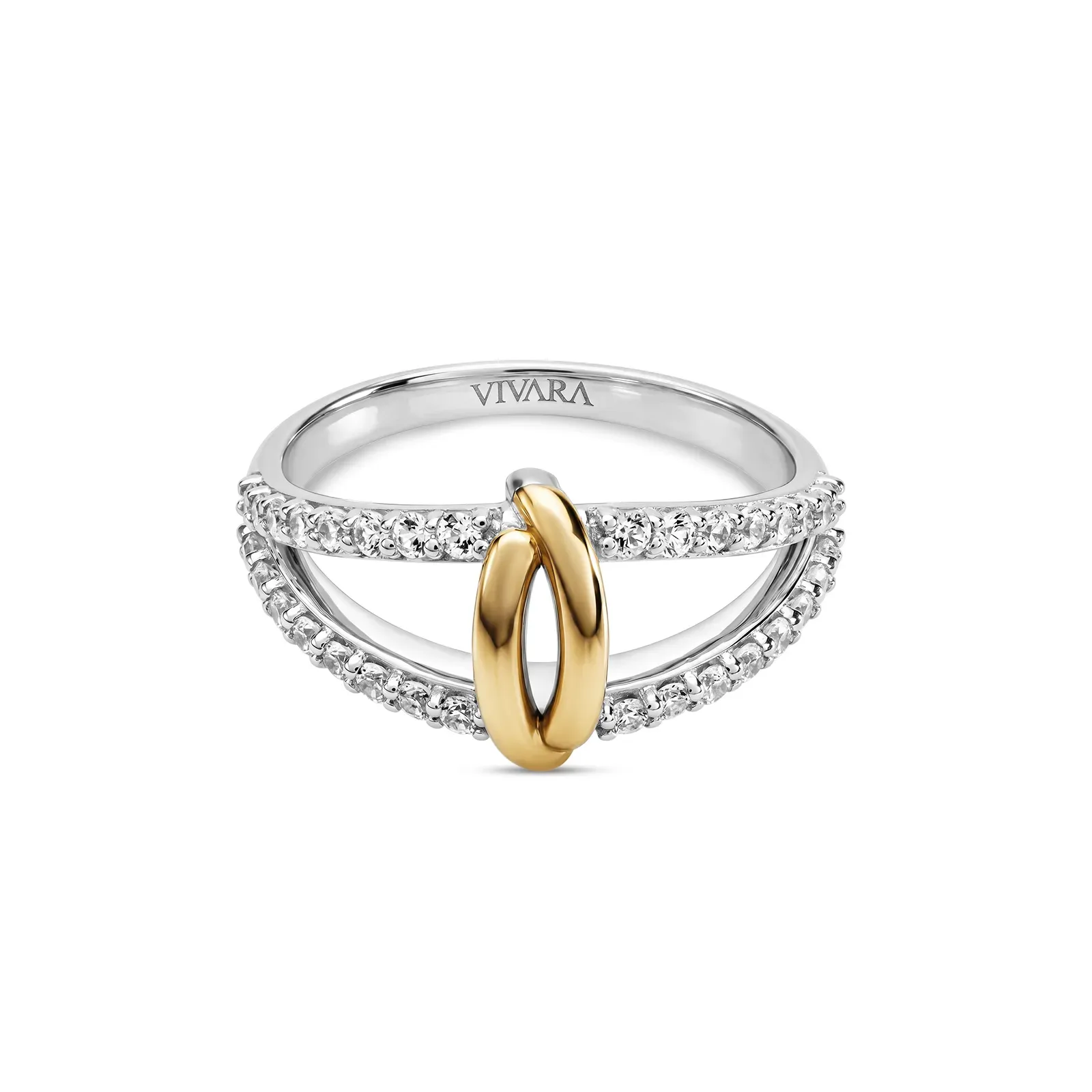Anel Raya em Prata 925 e Ouro Amarelo 18k com Safira Incolor