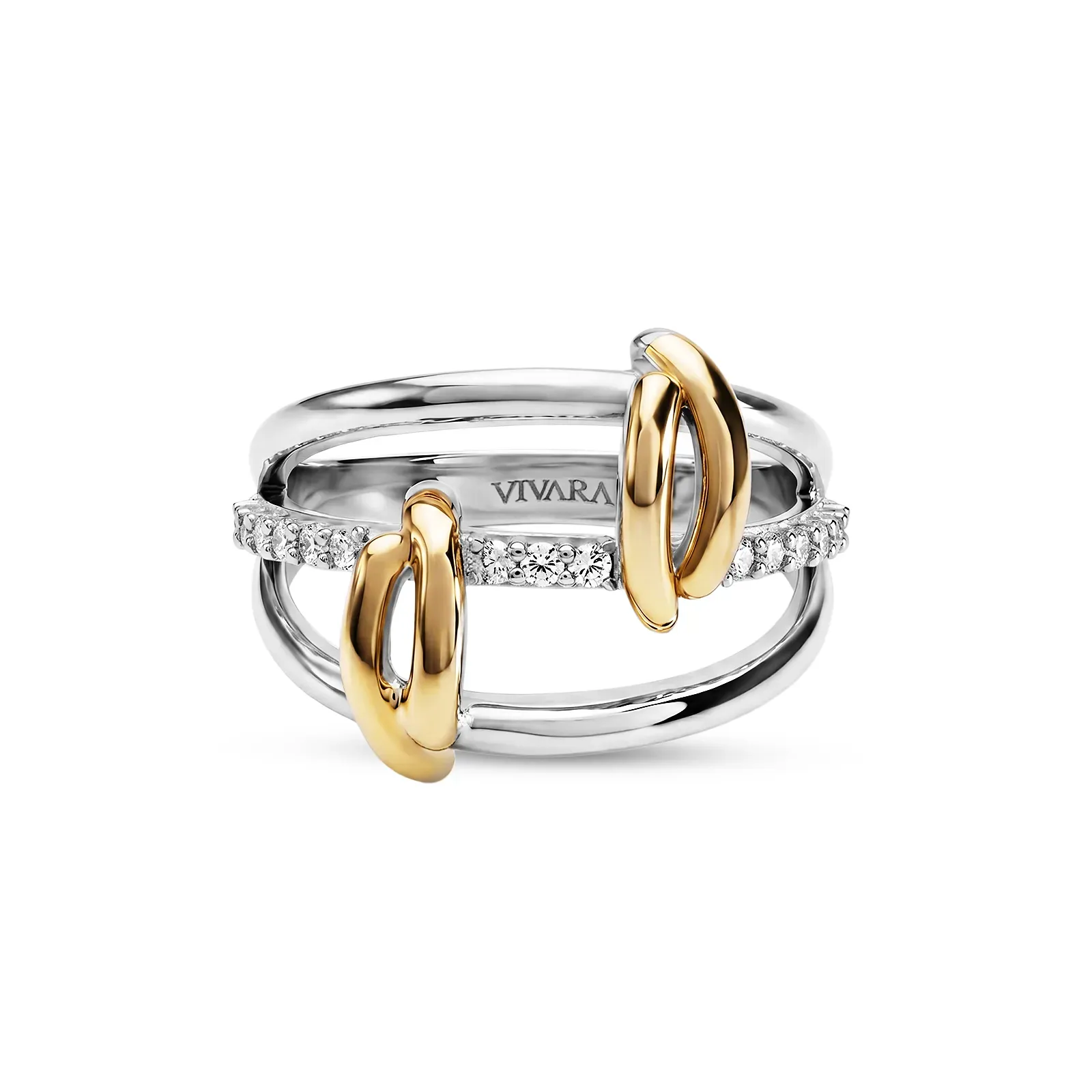 Anel Raya em Prata 925 e Ouro Amarelo 18k com Safira Incolor