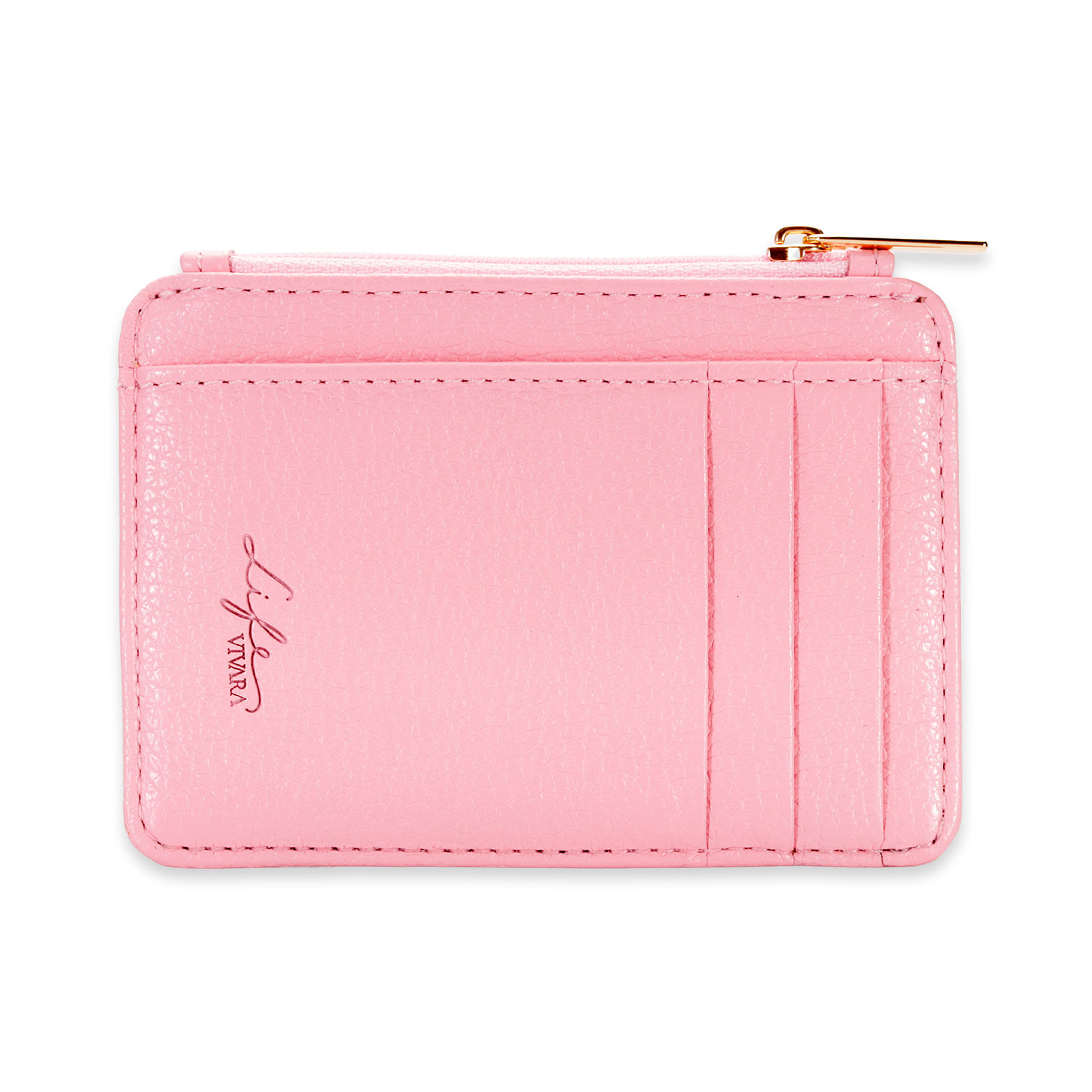 Porta-Cartões Life em Couro Rosa Bebê