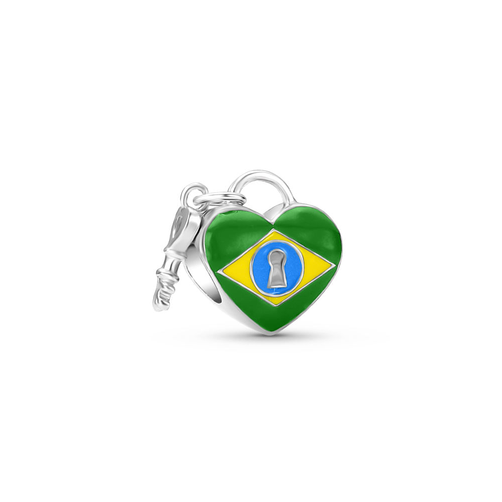 Separador Life Coração Brasil em Prata 925 com Esmalte