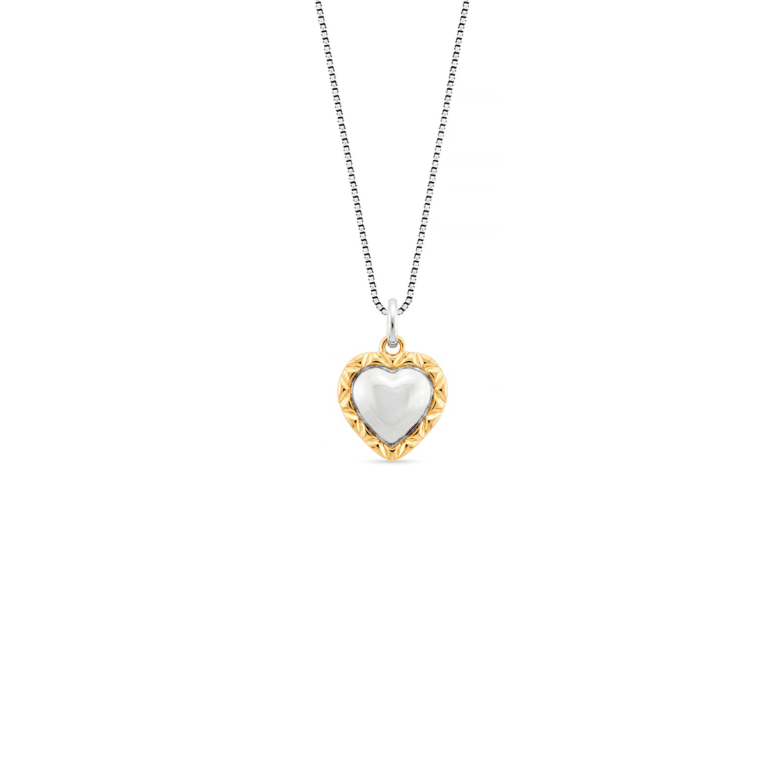 Pingente Amor Duo Coração em Prata 925 e Ouro Amarelo 18K