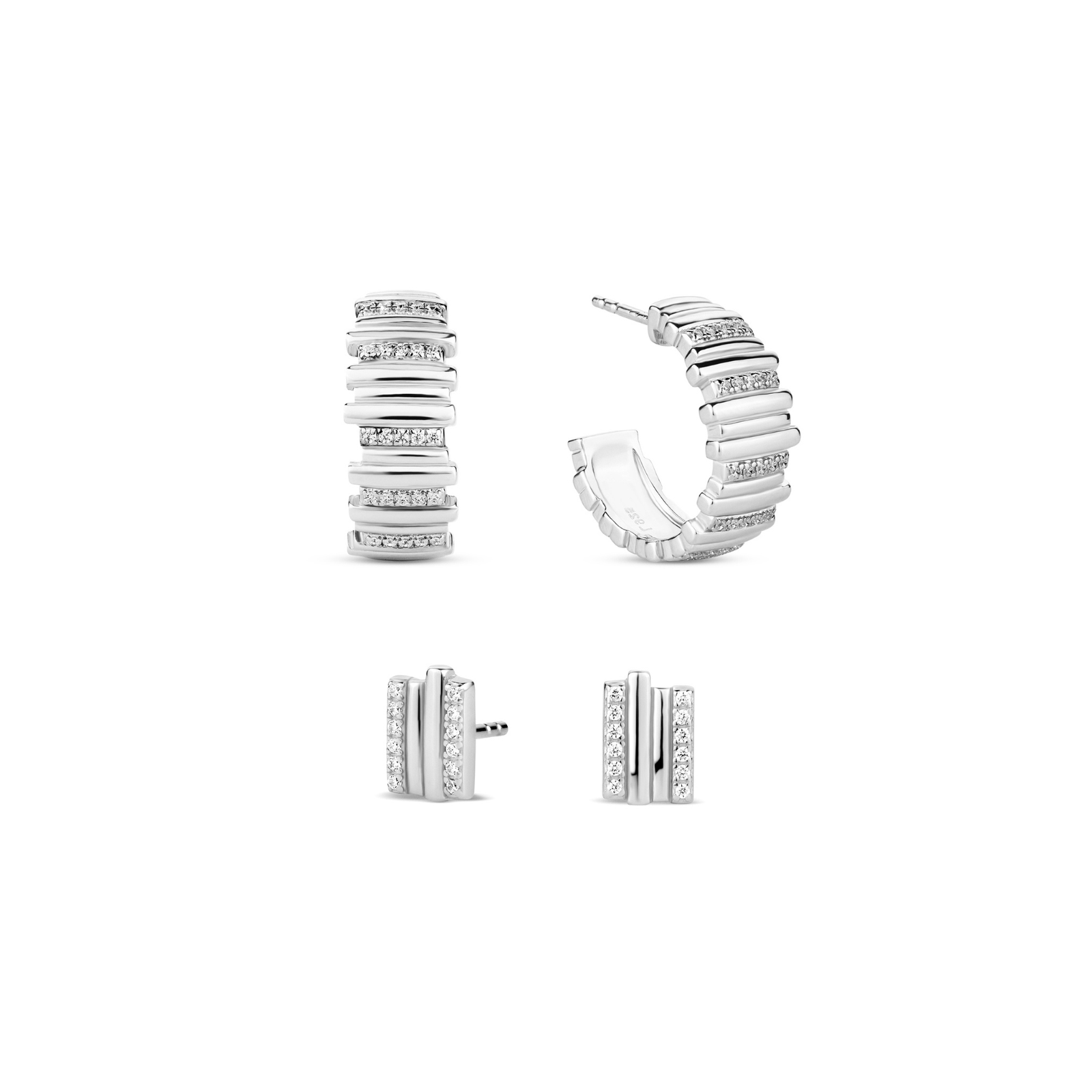 Kit Life Dunas Brincos em Prata 925 com Zircônia Incolor