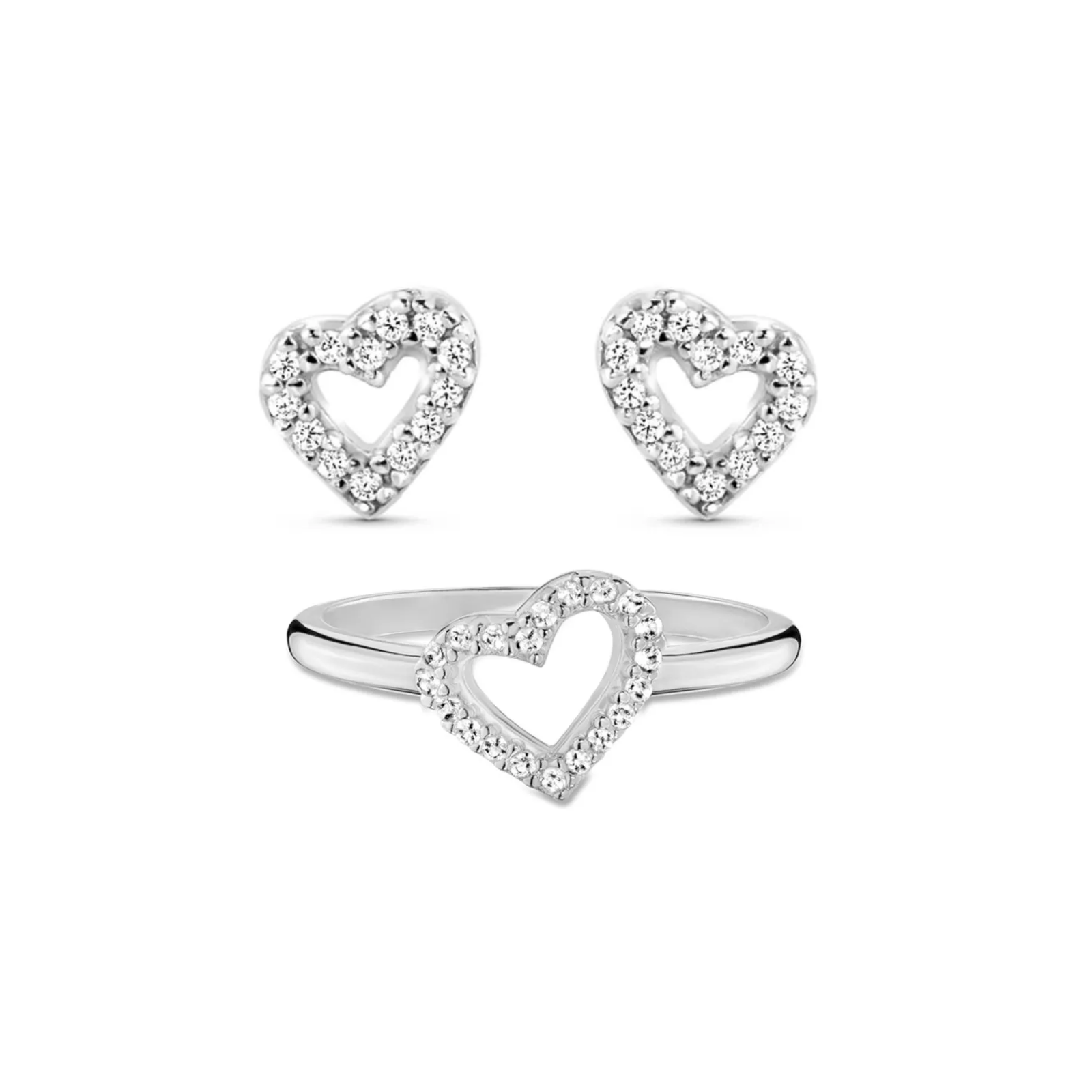 Kit Life Love IV Anel + Brinco em Prata 925 com Zircônia Incolor