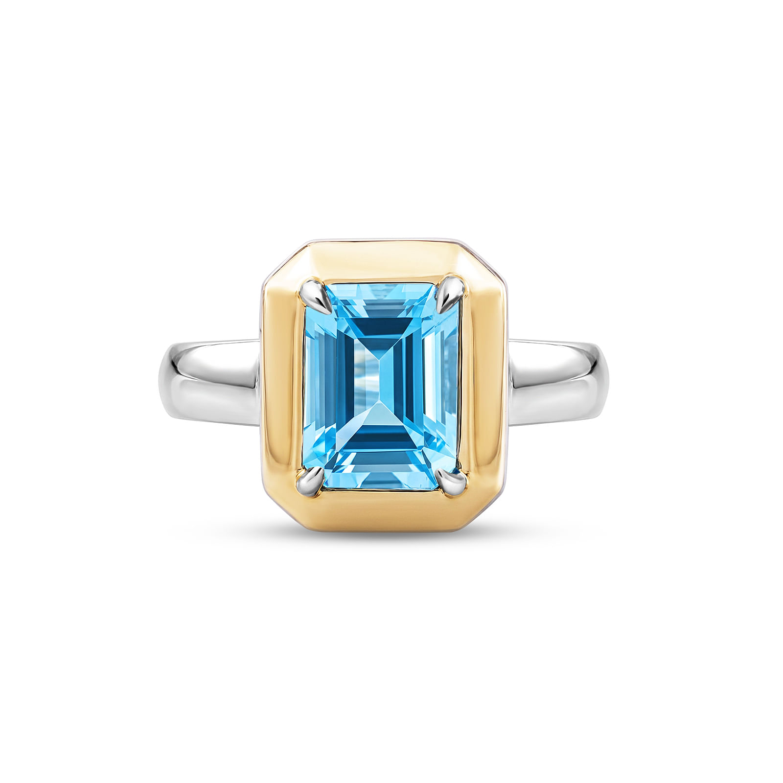 Anel Al Mare em Prata 925 e Ouro Amarelo 18K com Topázio Swiss e Safira Incolor