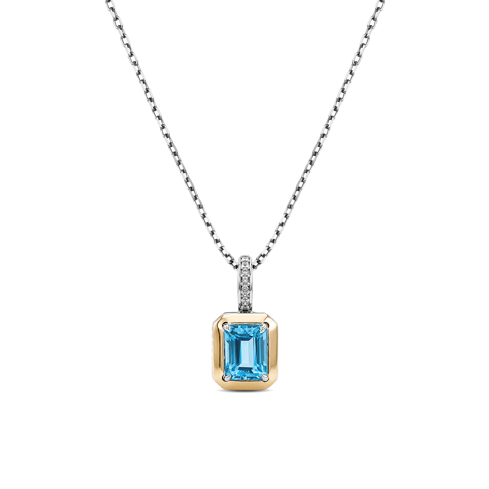 Pingente Al Mare em Prata 925 e Ouro Amarelo 18K com Topázio Swiss e Safira Incolor