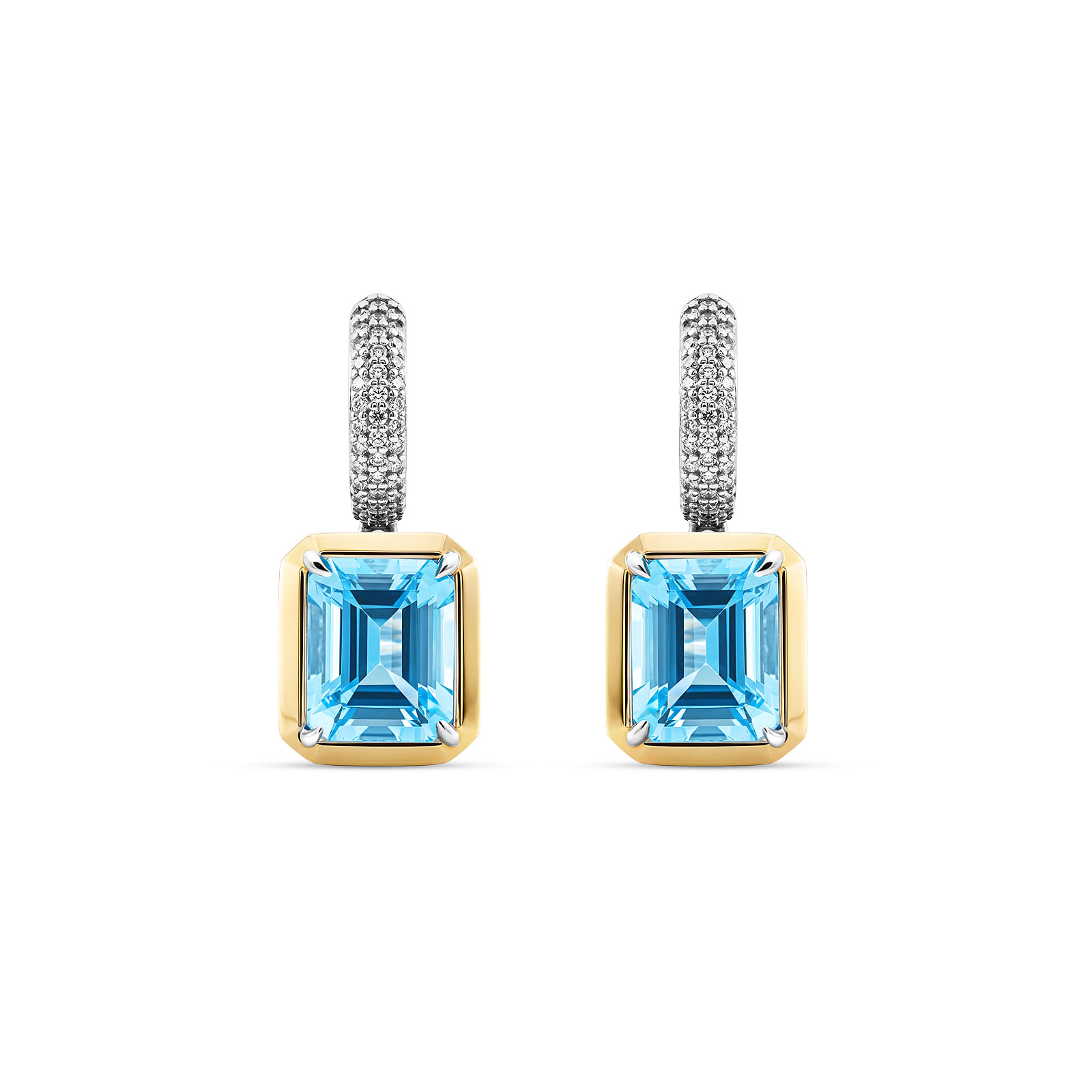 Brinco Argola Al Mare em Prata 925 e Ouro Amarelo 18K com Topázio Swiss e Safira Incolor