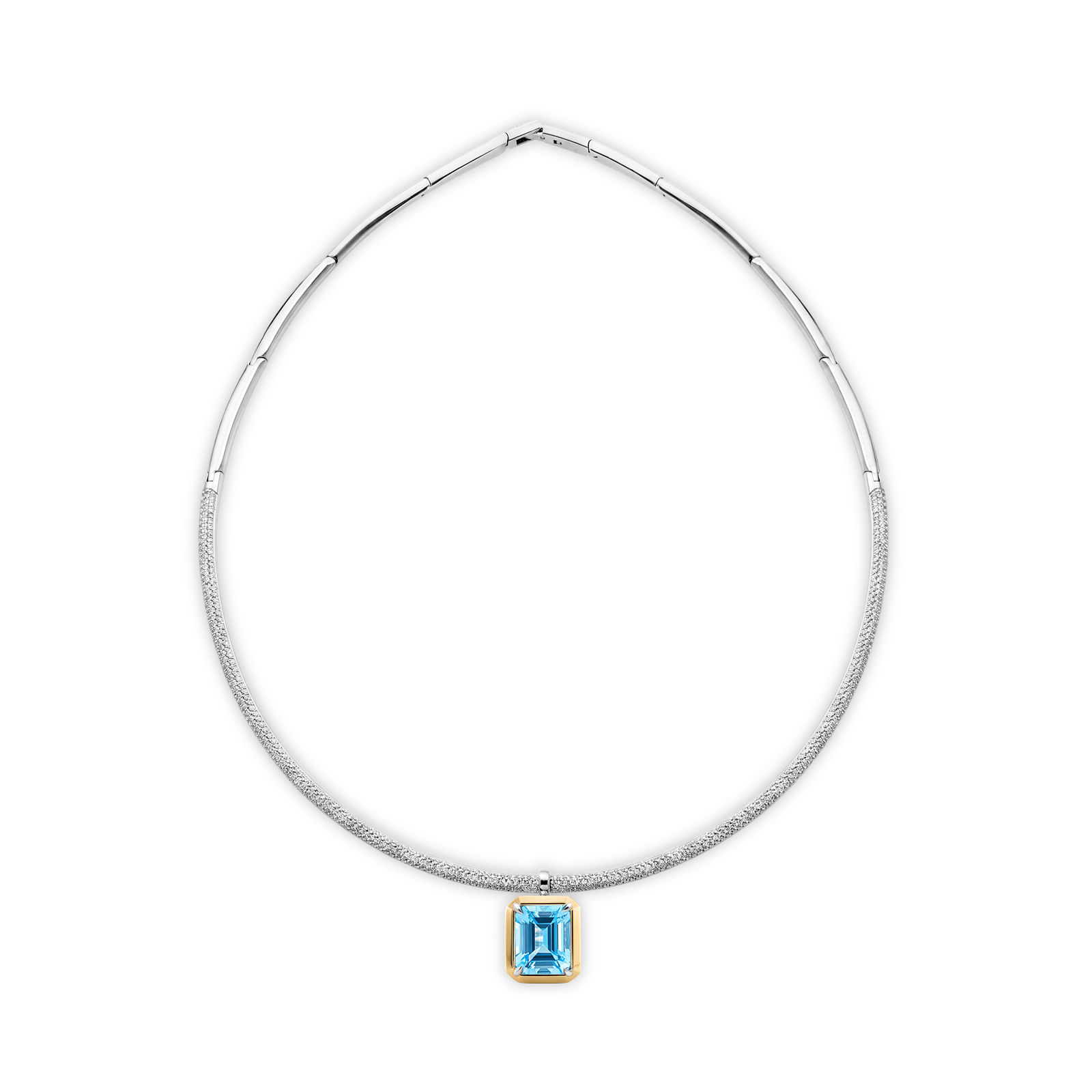 Colar Al Mare em Prata 925 e Ouro Amarelo 18K com Topázio Swiss e Safira Incolor
