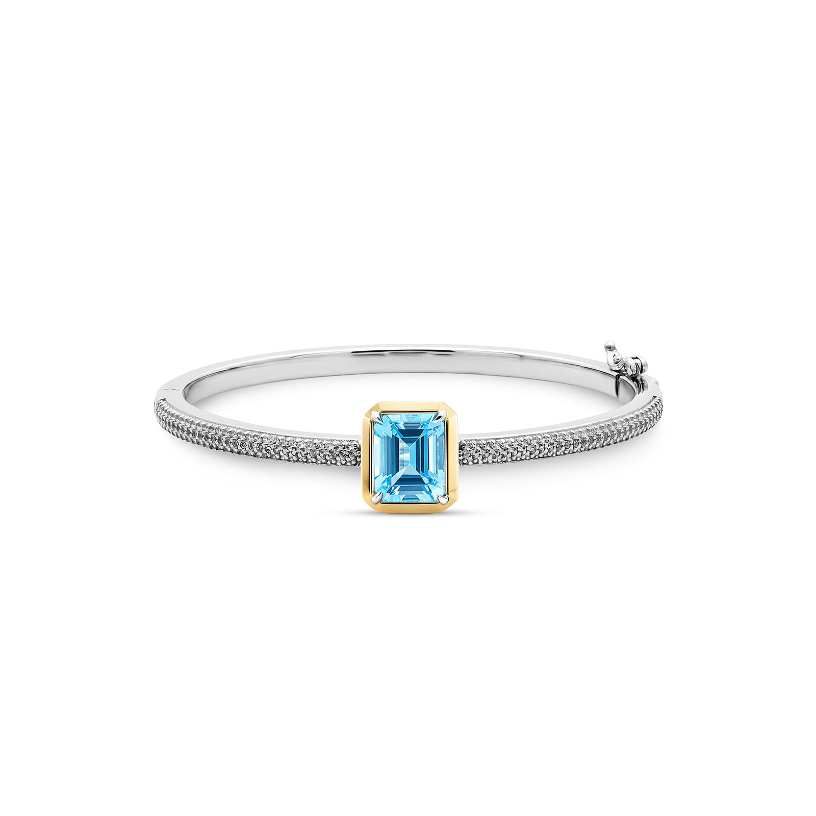 Bracelete Al Mare em Prata 925 e Ouro Amarelo 18K com Topázio Swiss e Safira Incolor