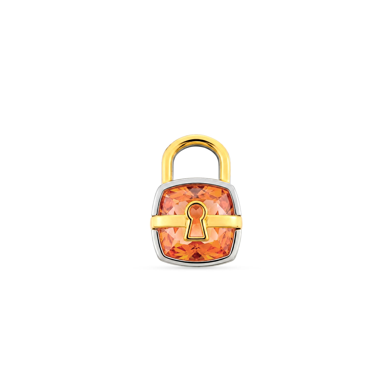 Pingente Cadeados em Prata 925 e Ouro Amarelo 18K com Citrino