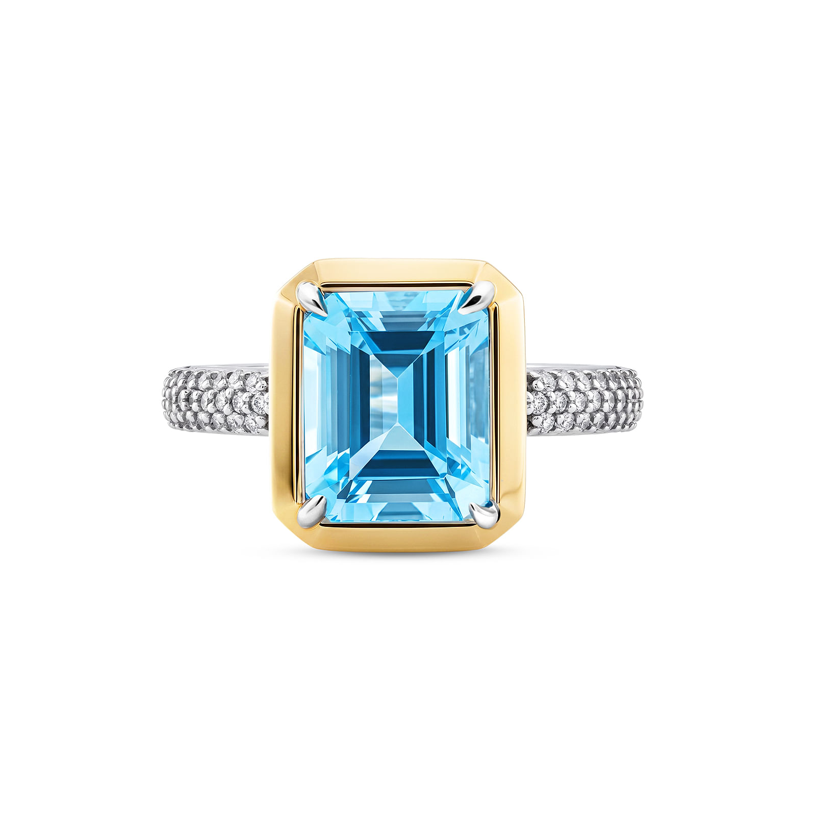 Anel Al Mare em Prata 925 e Ouro Amarelo 18K com Topázio Swiss e Safira Incolor