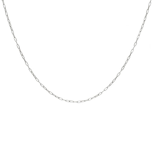 Corrente Cadeado Curta em Ouro Branco 18k, 40cm