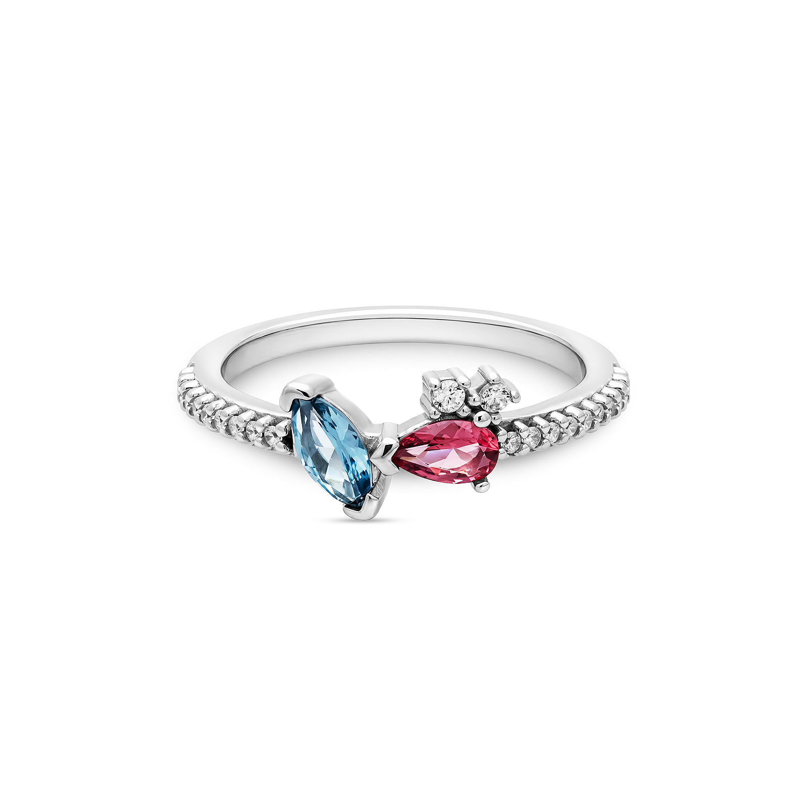 Anel Life Éden em Prata 925 com Zircônia Azul, Rosa e Incolor