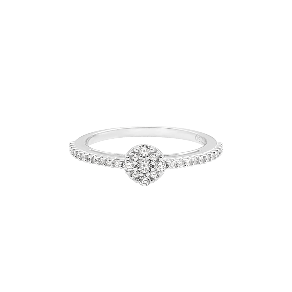 Anel Pavê em Ouro Branco 18k com Diamantes