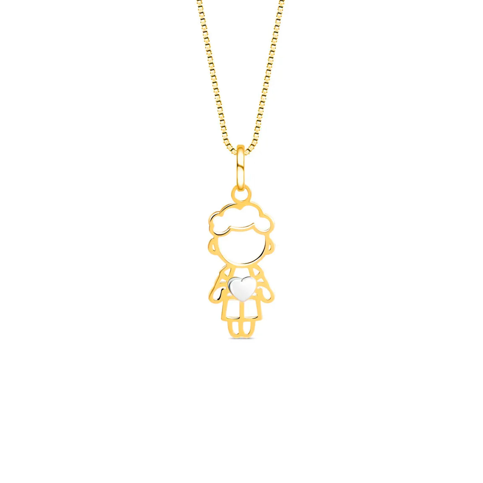 Pingente Menino Coração em Ouro Amarelo 18K